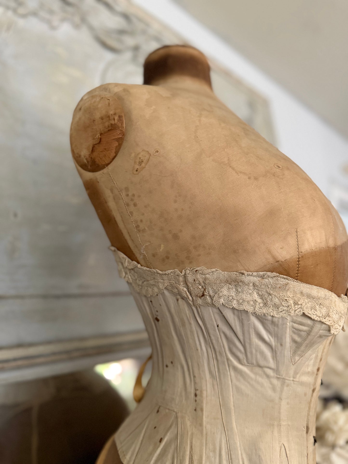 Antique Tabletop Wasp Waist Corset Mannequin