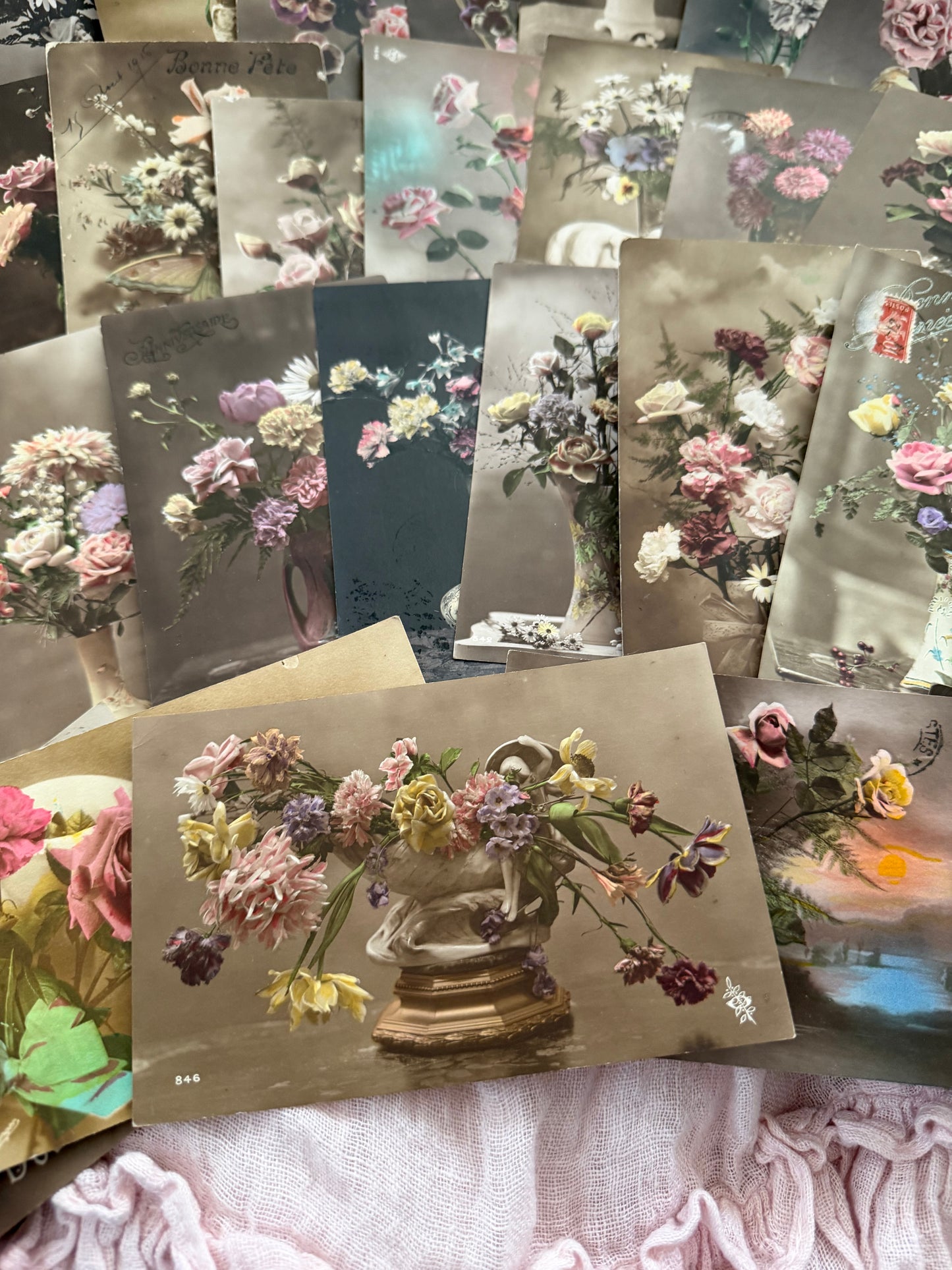 Antique Collection French Postcards Beautiful Floral Flowers