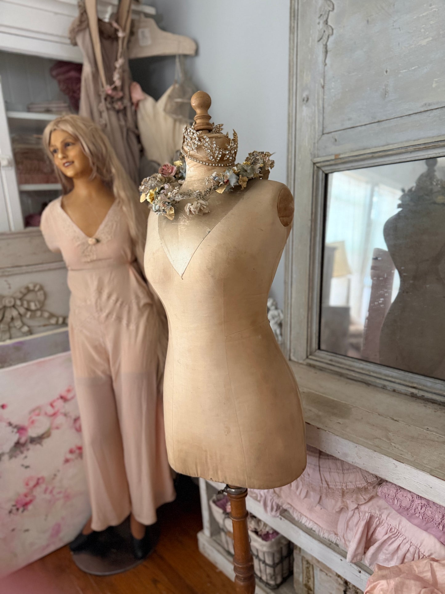 Antique French Stockman Mannequin Silk Collar