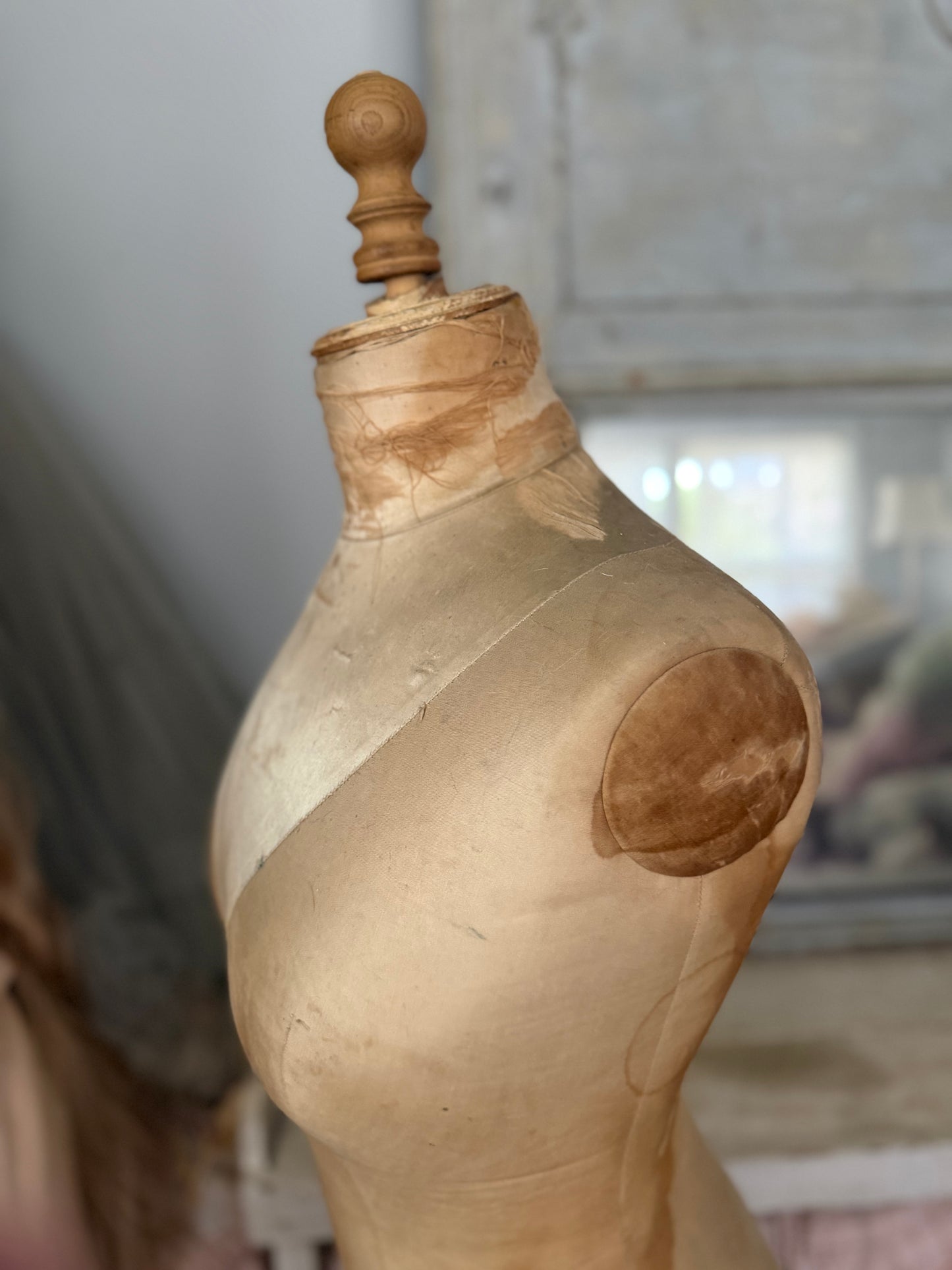 Antique French Stockman Mannequin Silk Collar