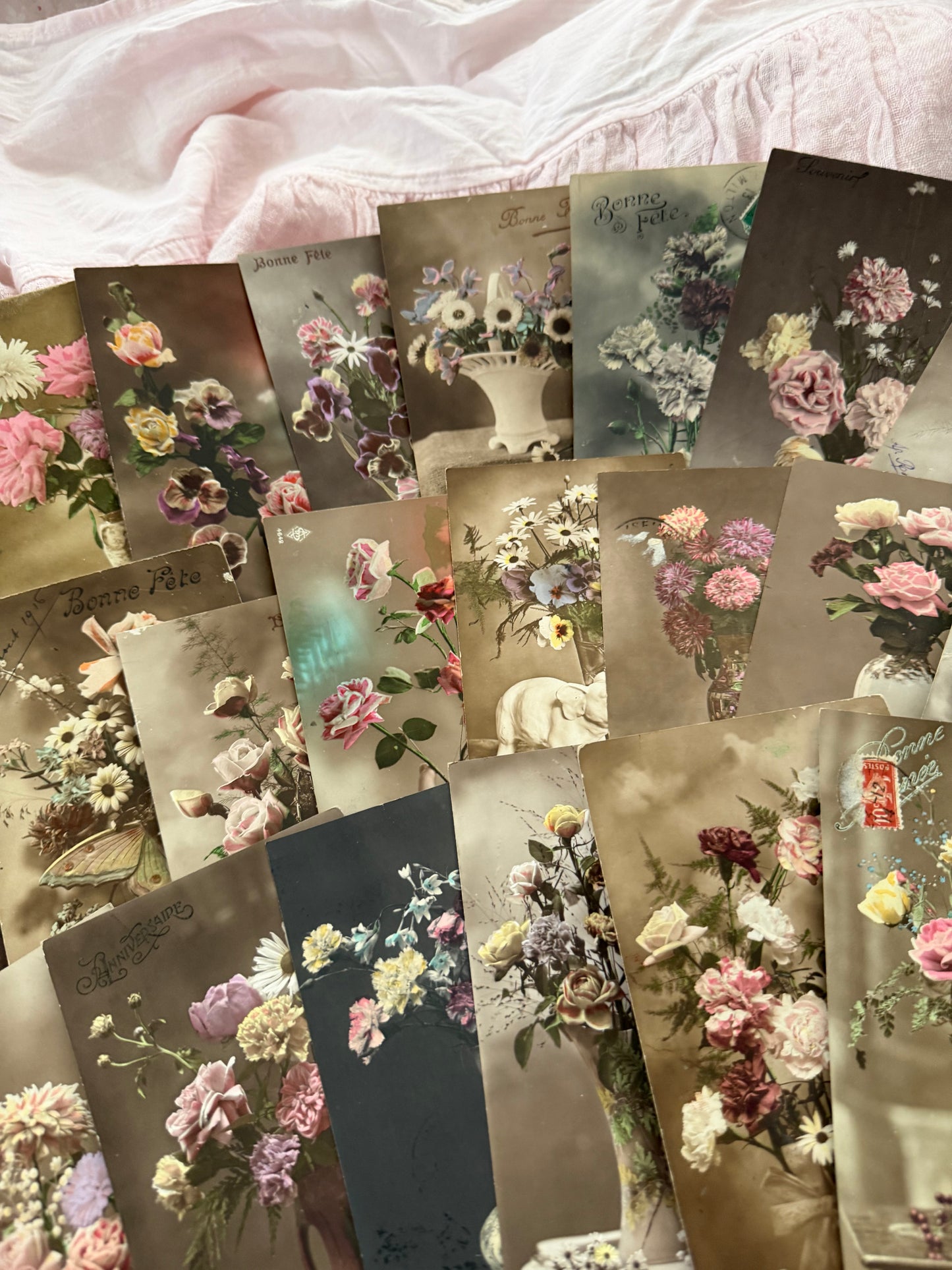 Antique Collection French Postcards Beautiful Floral Flowers
