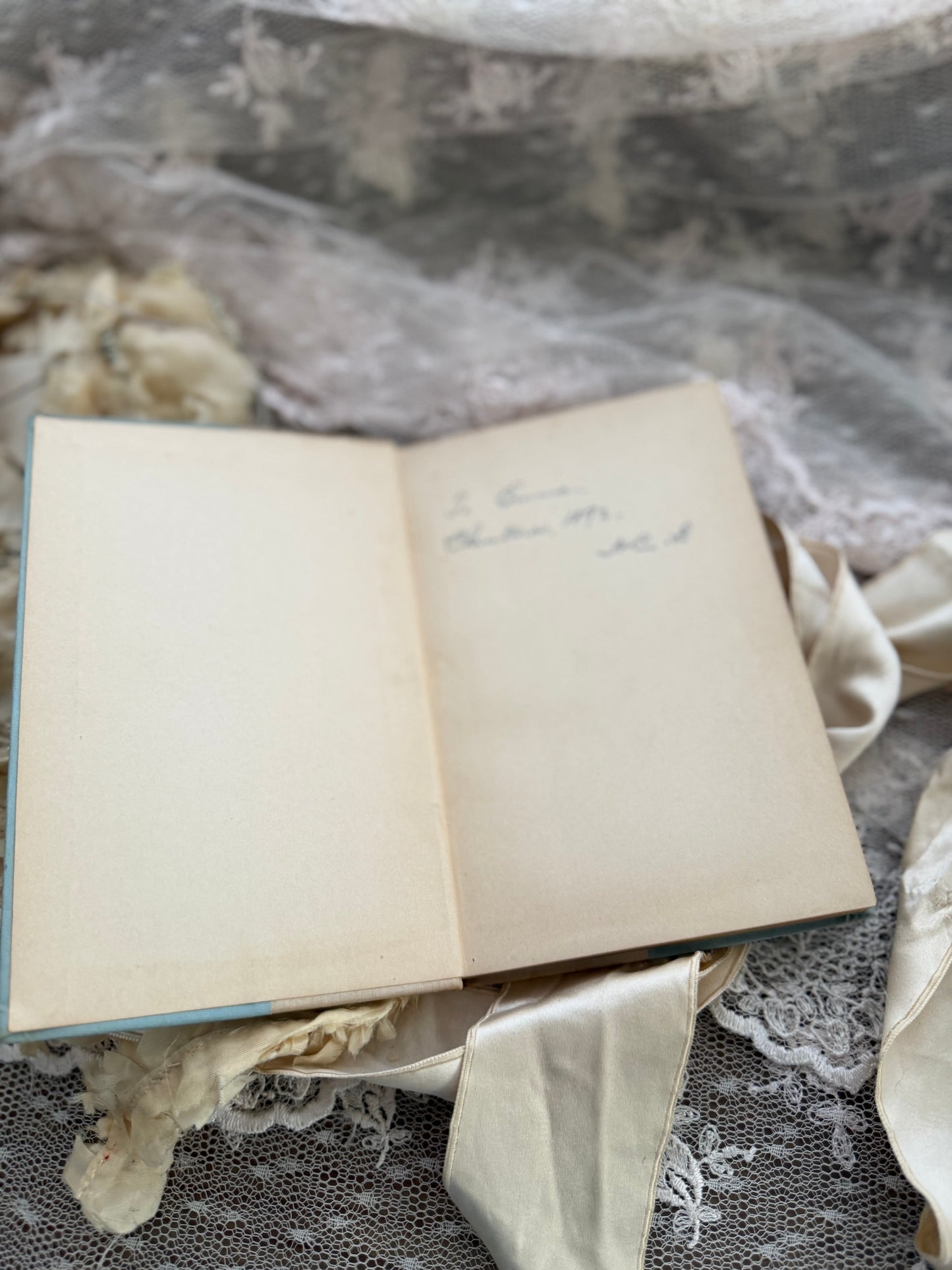 Antique Shabby Chic Blue Book