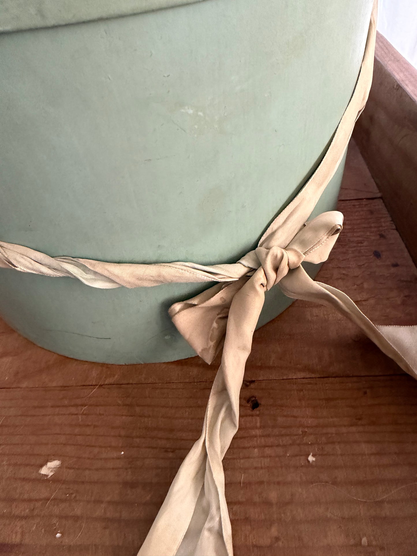 Antique Timeworn Blue Hatbox Ribbon