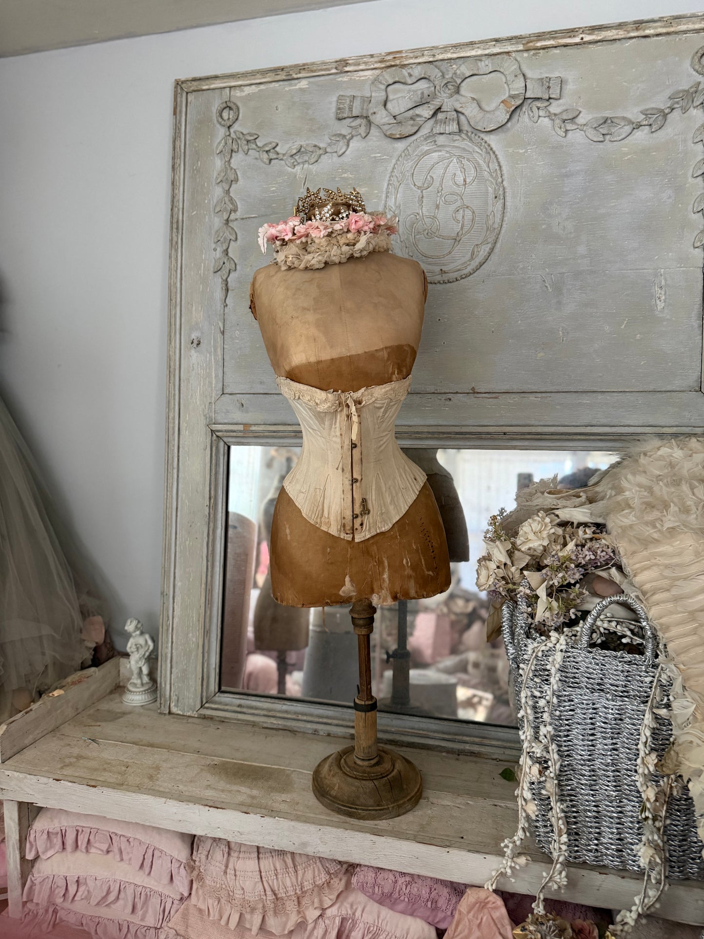 Antique Tabletop Wasp Waist Corset Mannequin