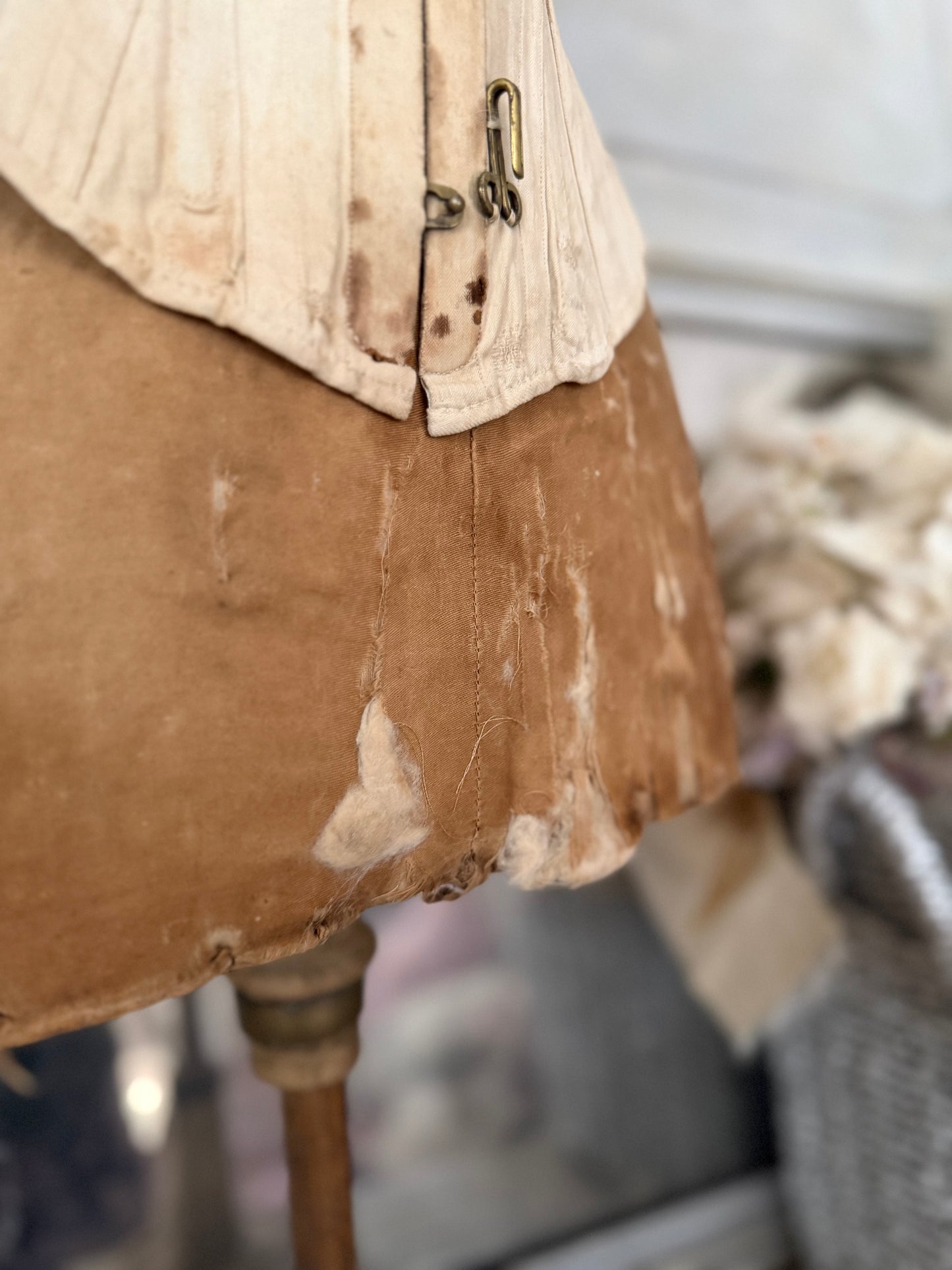 Antique Tabletop Wasp Waist Corset Mannequin