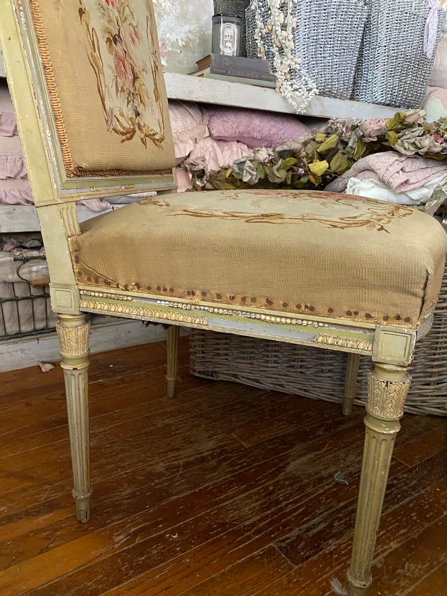 Antique French Louis XVI Aubusson Chair