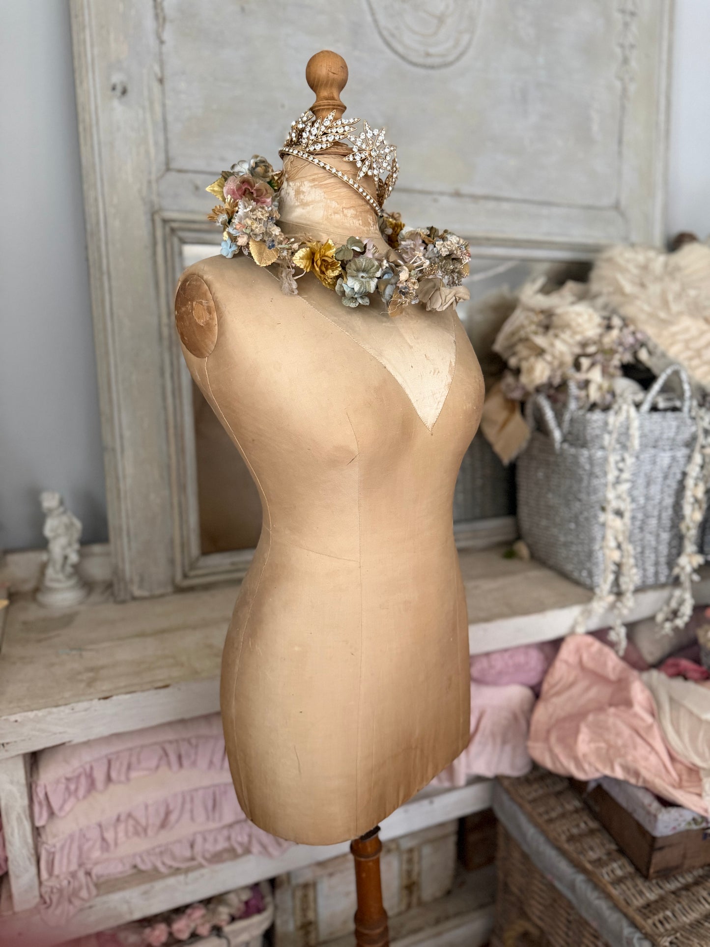 Antique French Stockman Mannequin Silk Collar