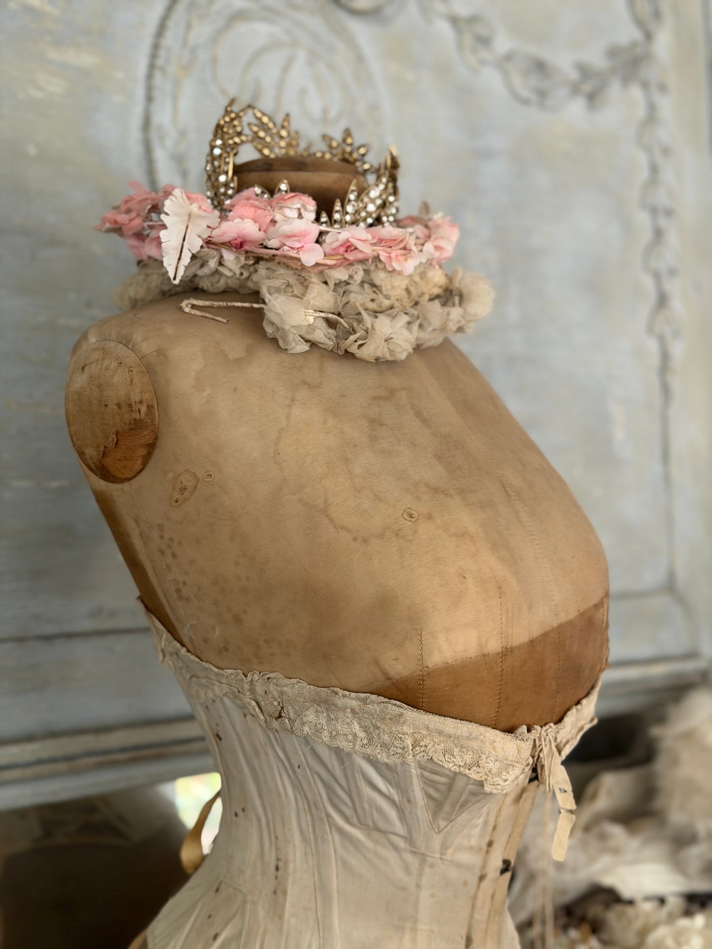 Antique Tabletop Wasp Waist Corset Mannequin