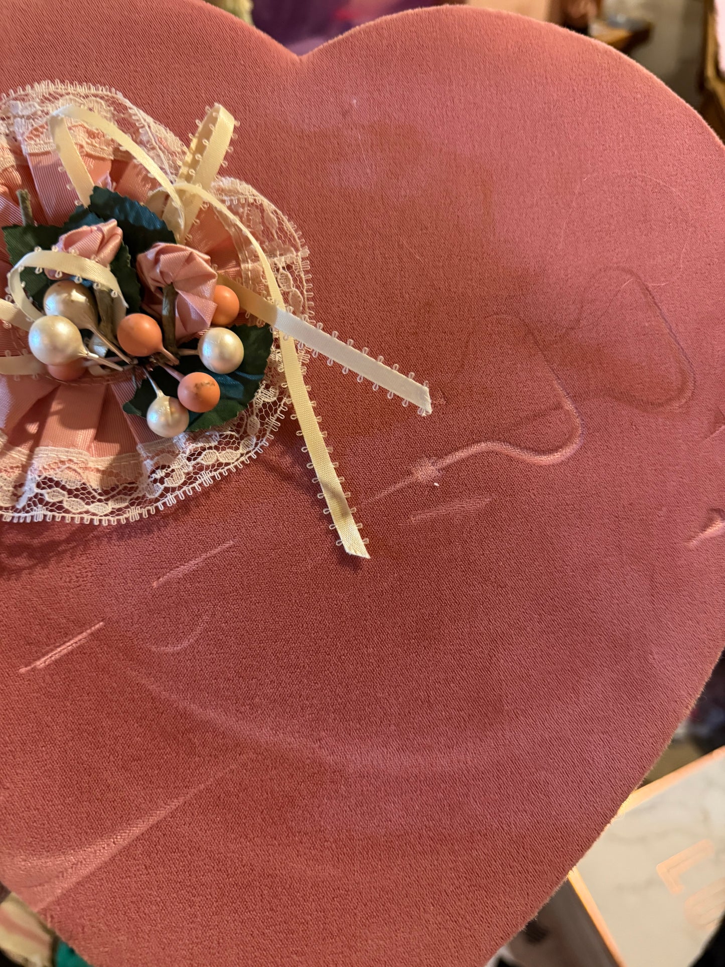 Vintage Mauve Velvet Sees Candy Box