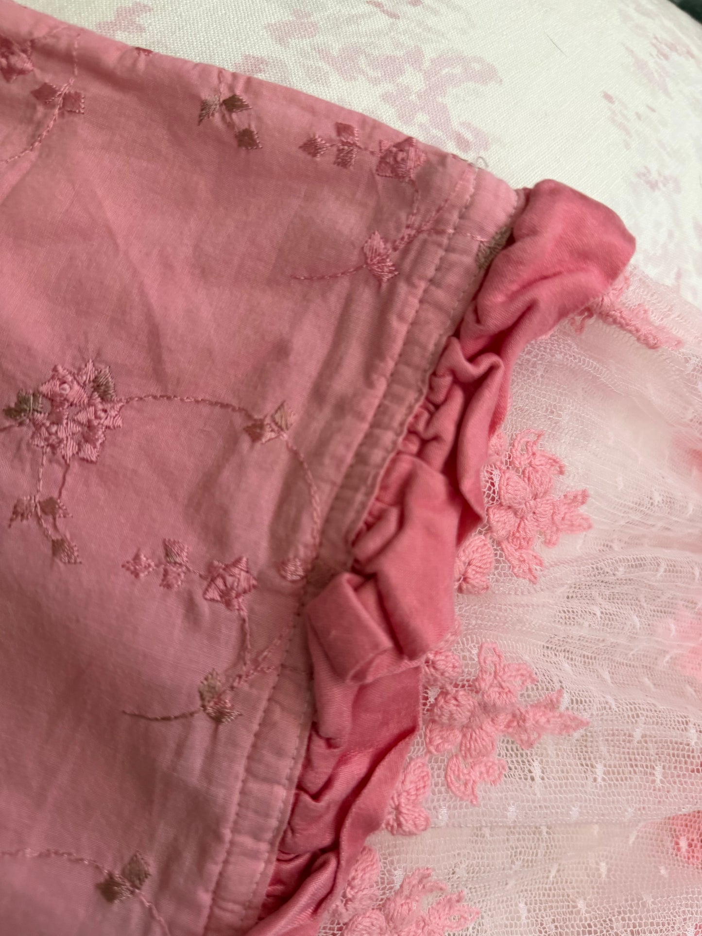 Pair Bella Notte Pink Olive Lace Pillowcases