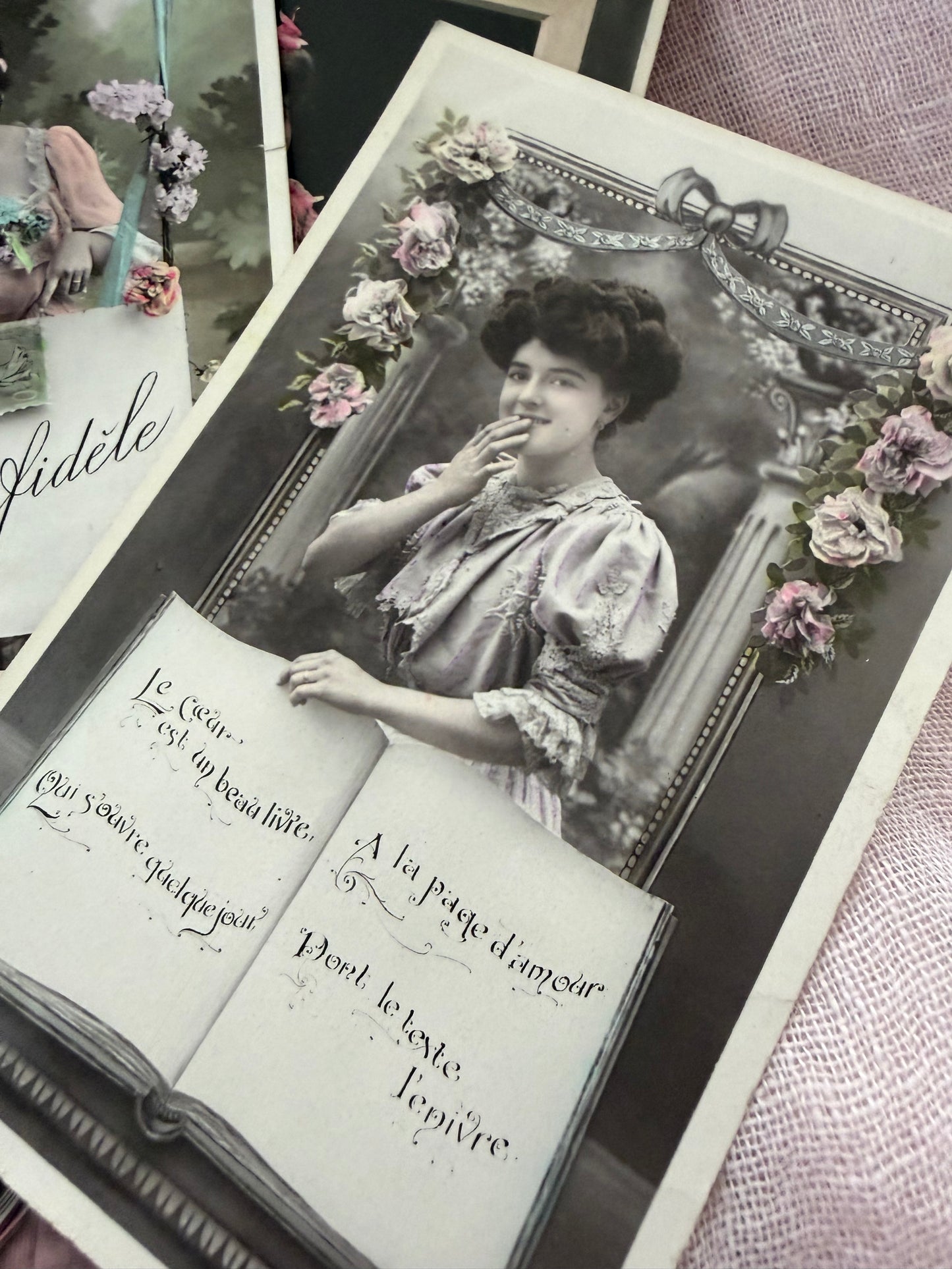 Antique Collection French Postcards Beautiful Women Lace Dress Millinery