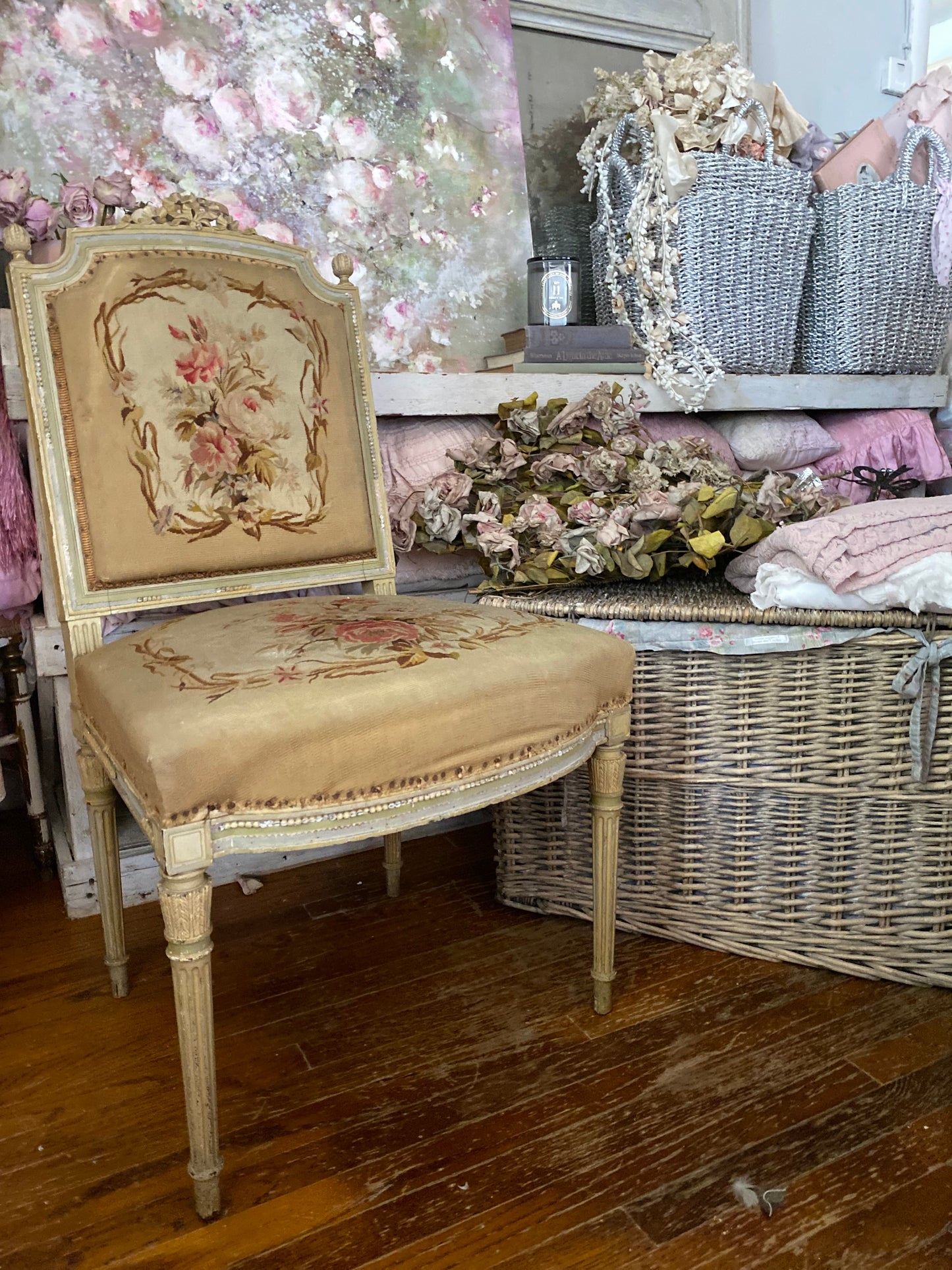 Antique French Louis XVI Aubusson Chair