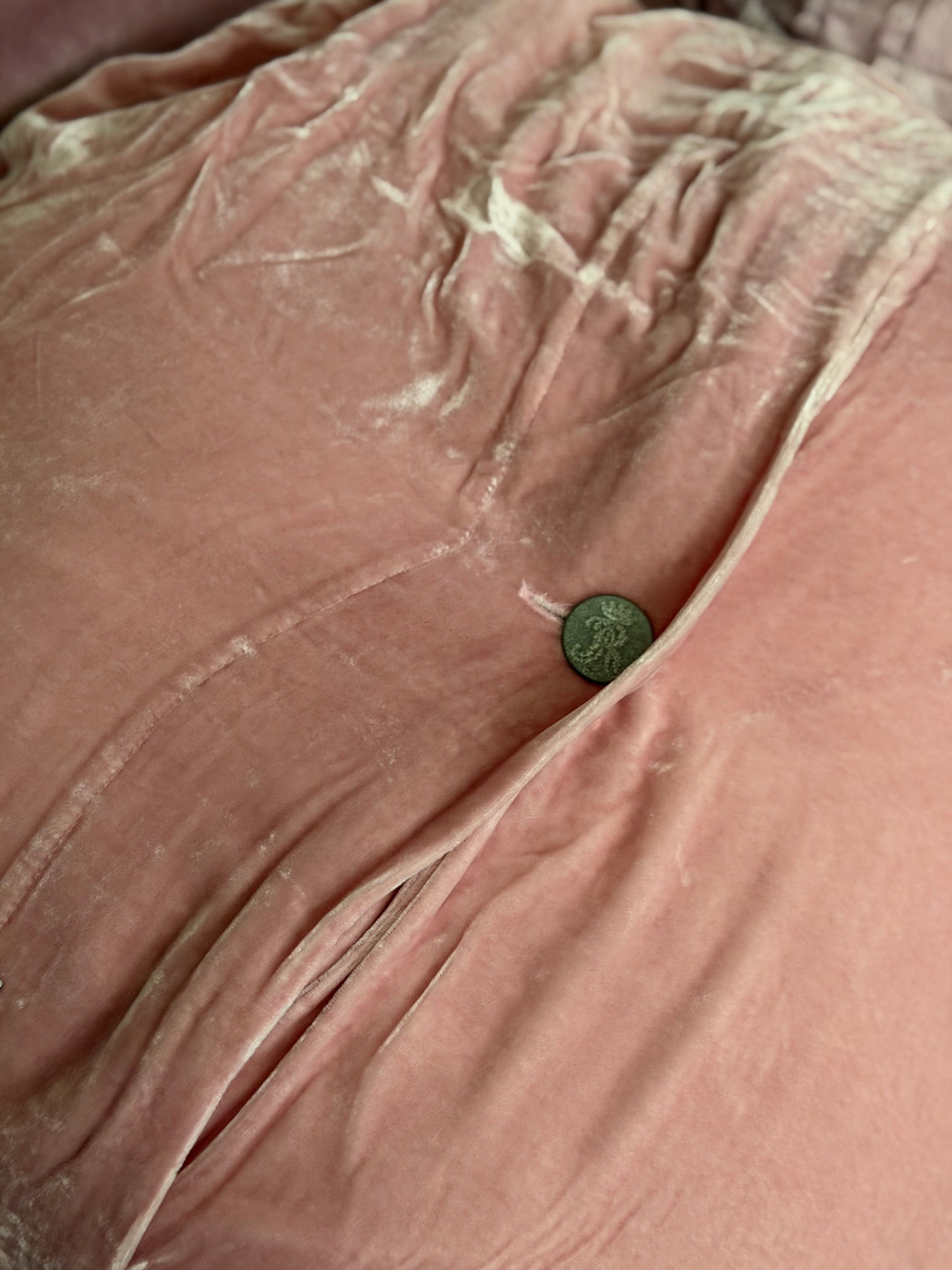 RASSC Rachel Ashwell Pink Velvet Gold Heart Pillow