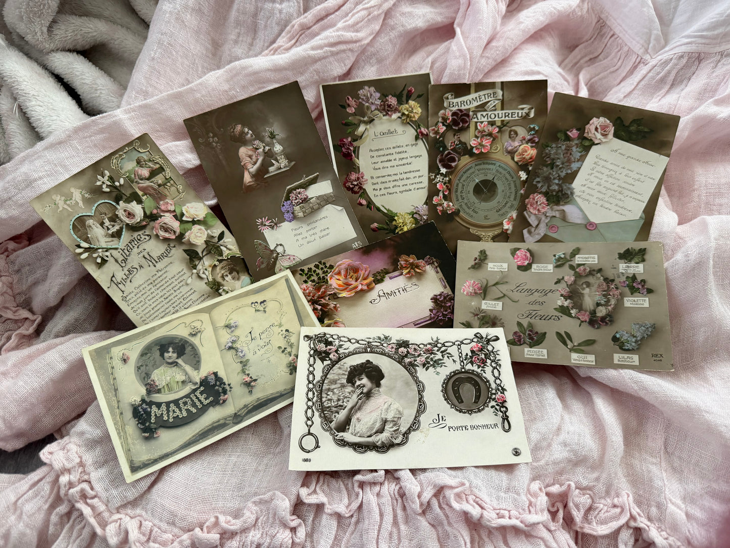 Antique Collection French Postcards Beautiful Floral Flowers
