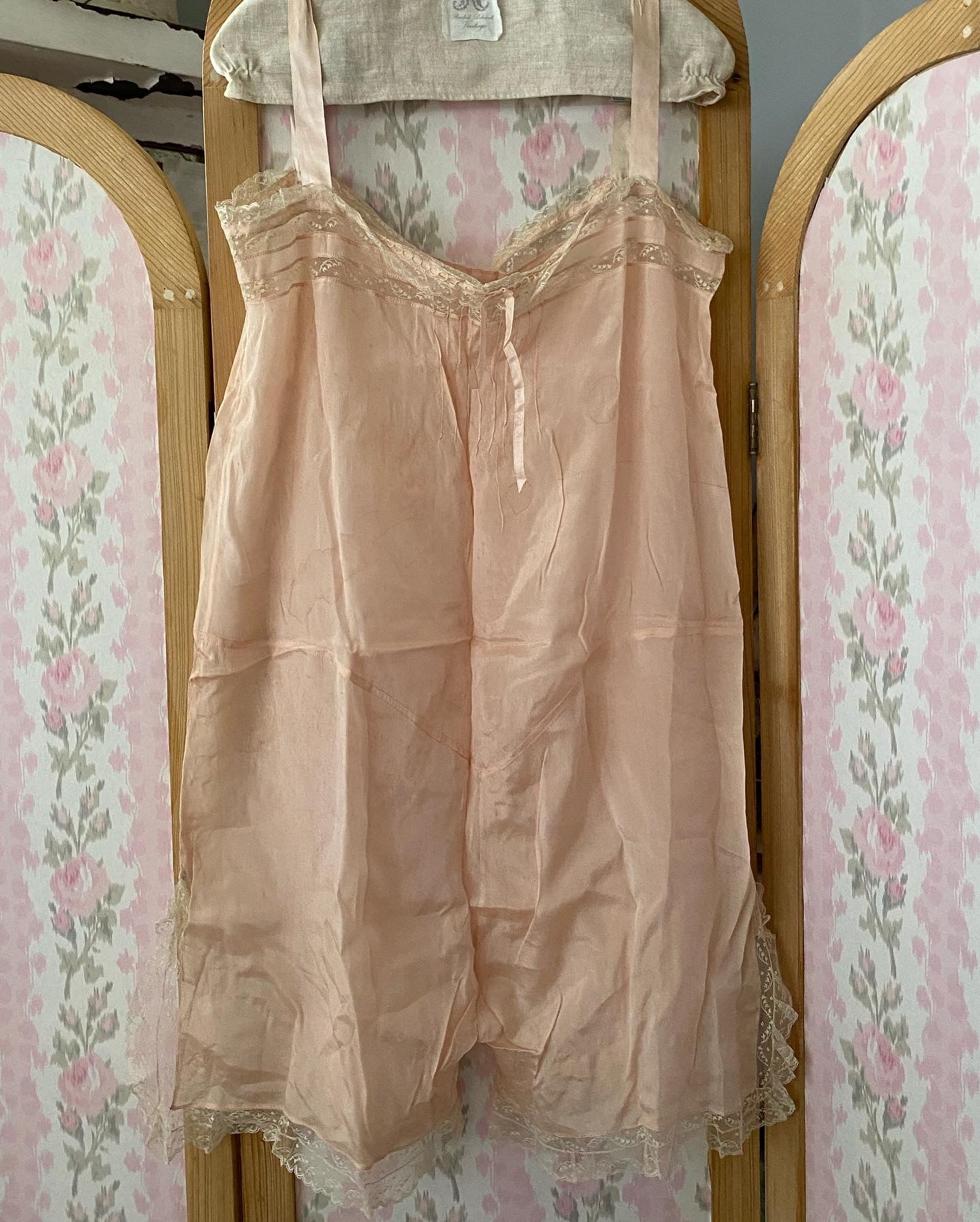 Antique 1920's Pink Silk Romper