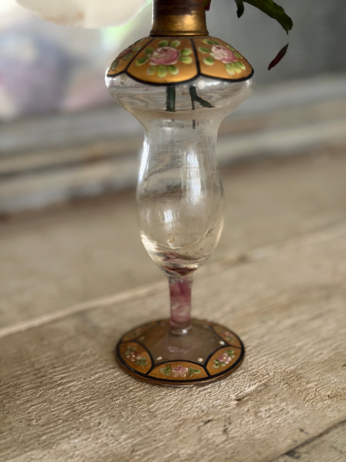 Antique Glass Hand Painted Perfume Bottle