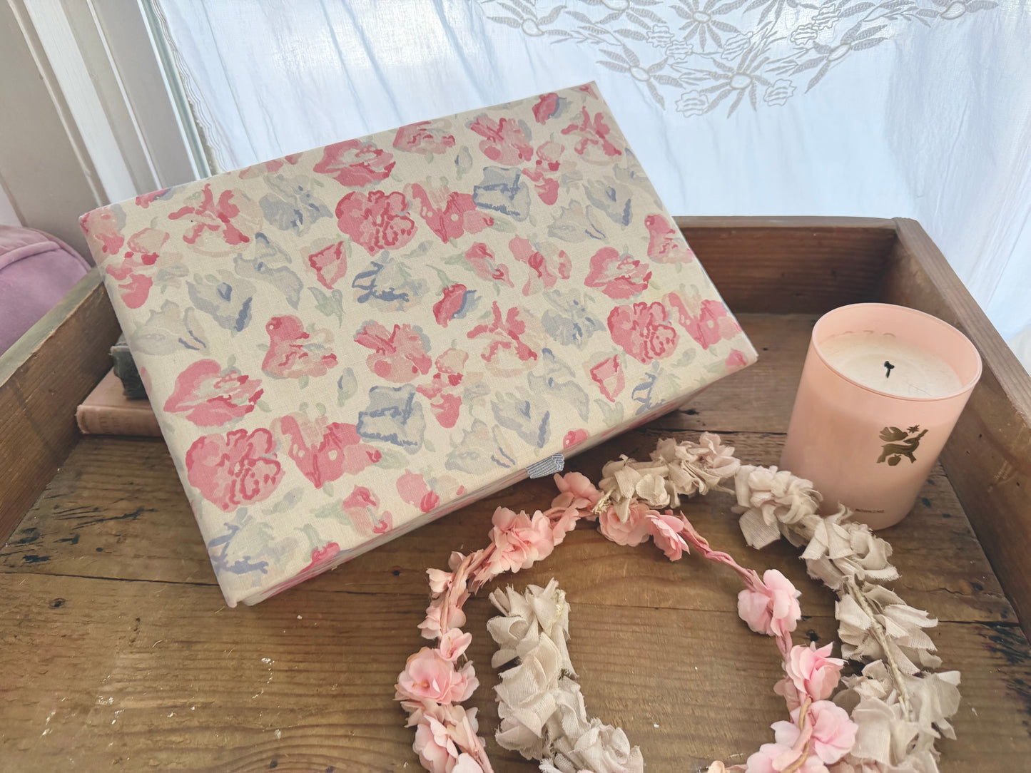 Vintage Floral Fabric Covered Box