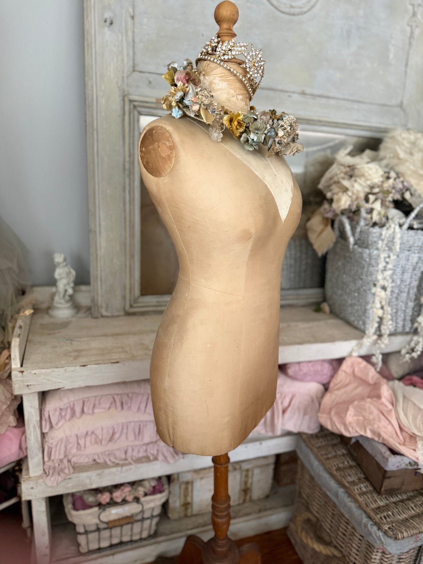 Antique French Stockman Mannequin Silk Collar