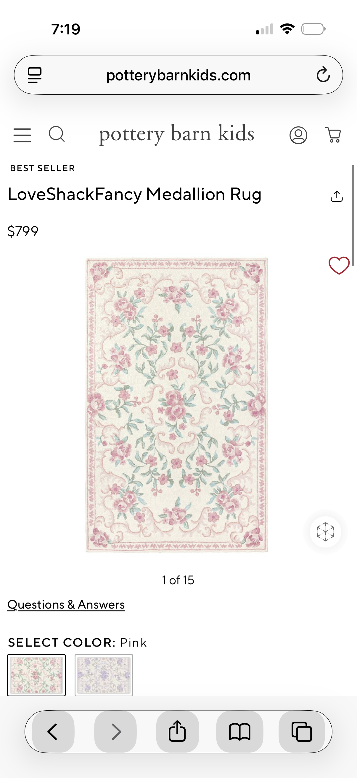 LOVESHACKFANCY Pottery Barn 8x10 Pink Medallion Rug
