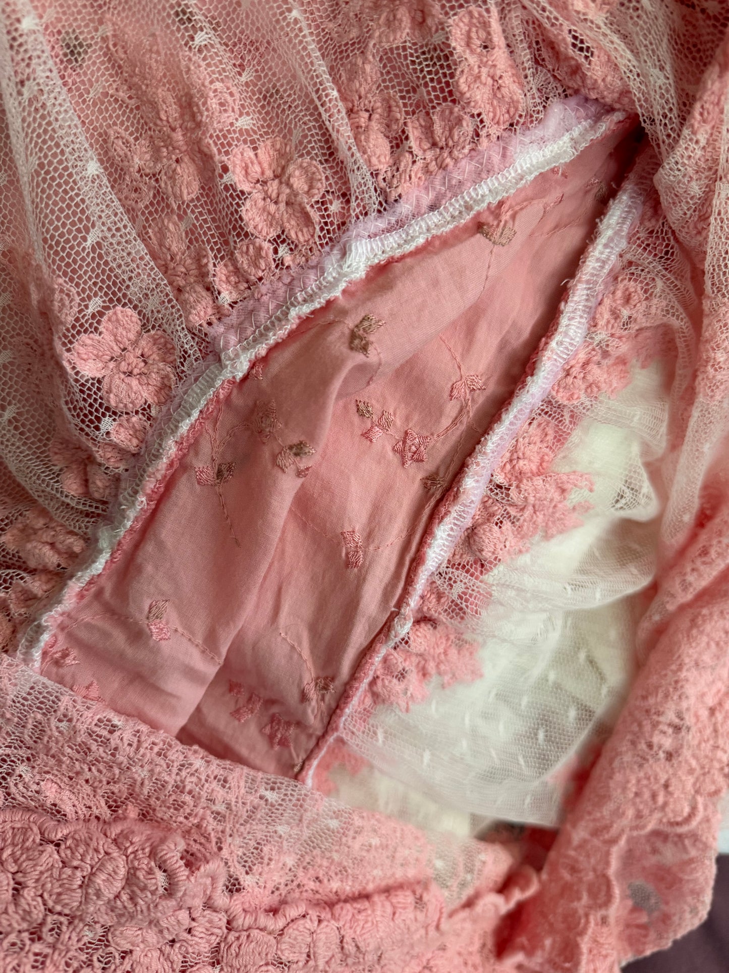 Pair Bella Notte Pink Olive Lace Pillowcases