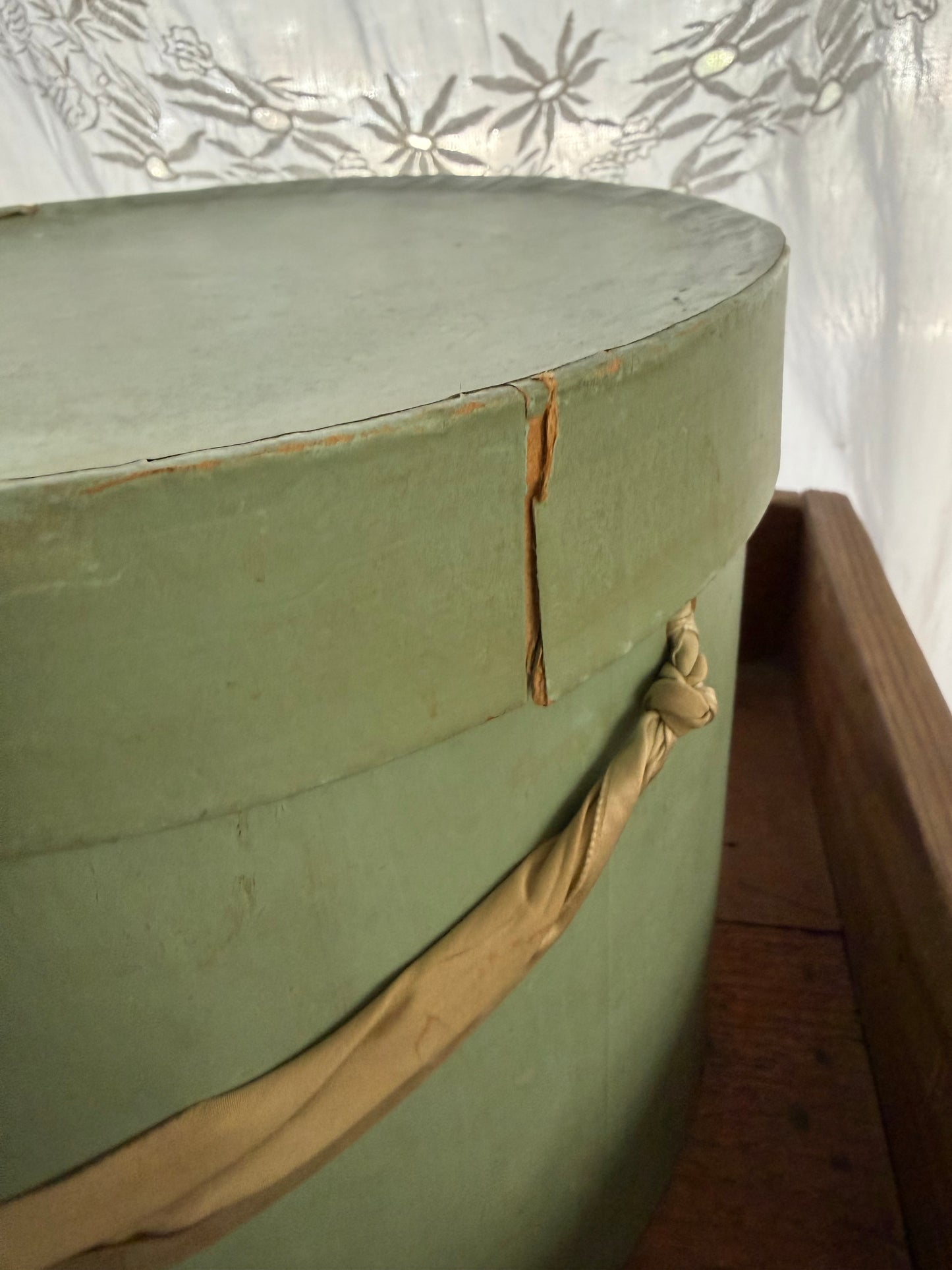 Antique Timeworn Blue Hatbox Ribbon