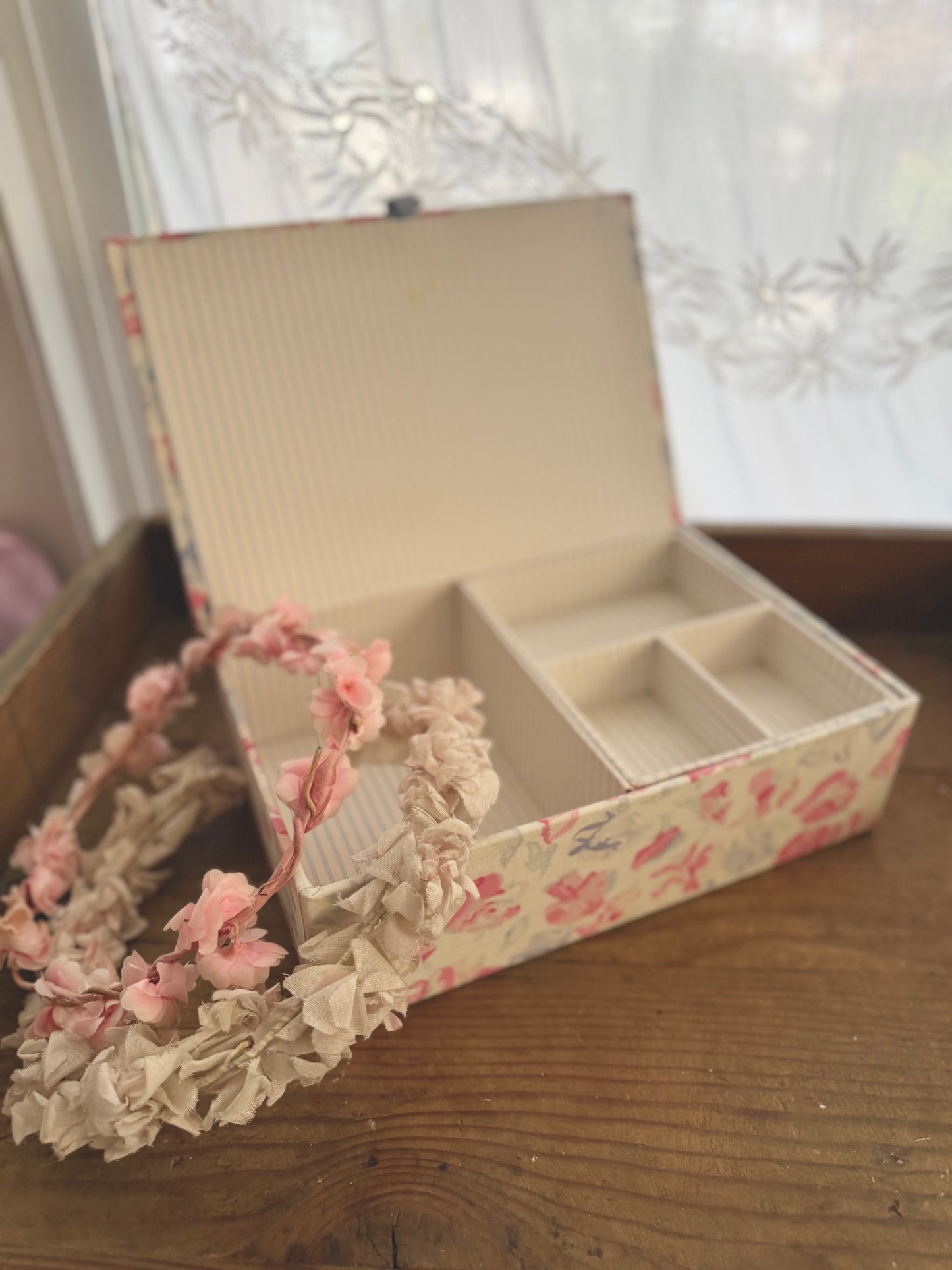 Vintage Floral Fabric Covered Box