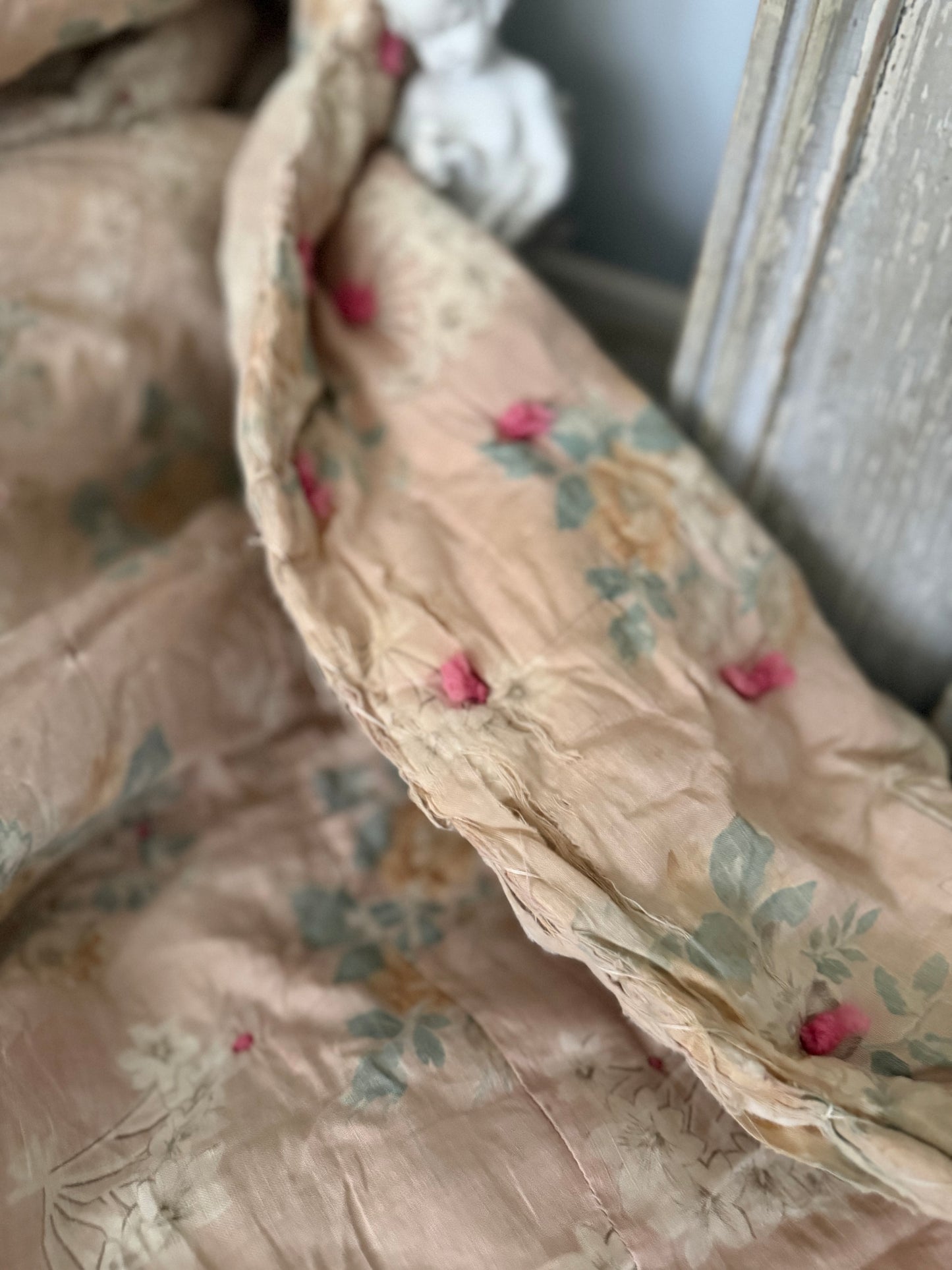 Antique Shabby French Boutis Quilt