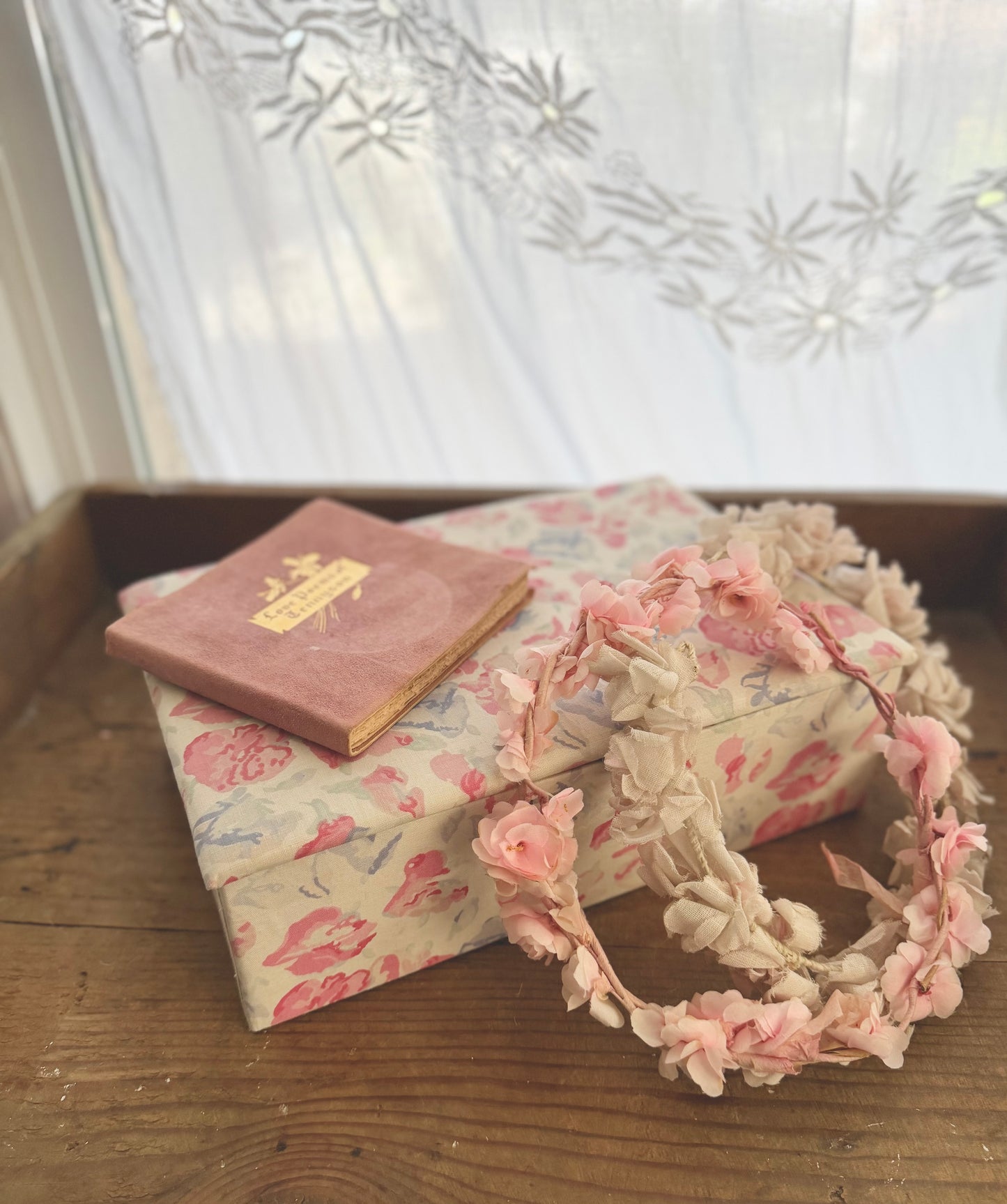 Vintage Floral Fabric Covered Box