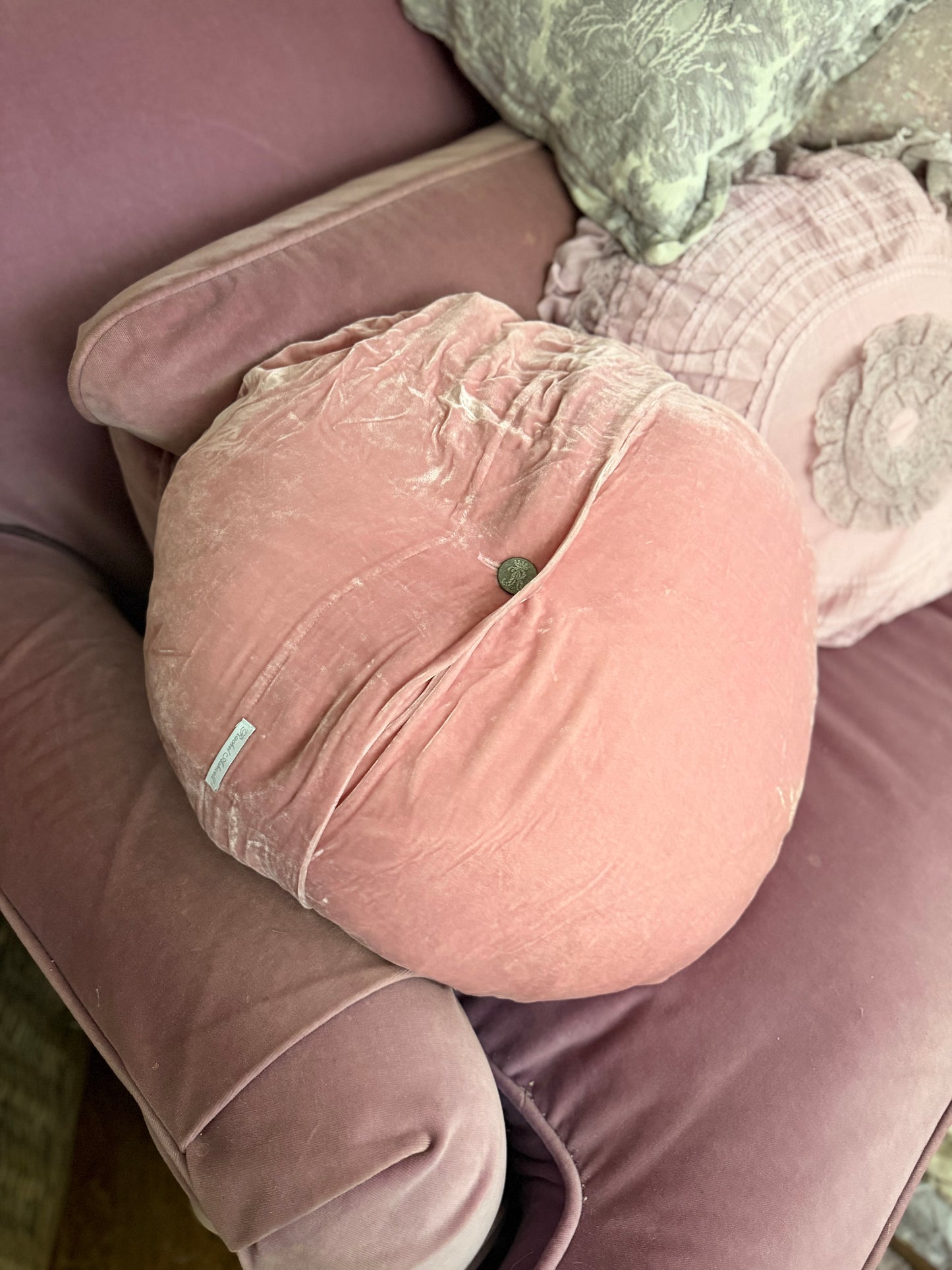 RASSC Rachel Ashwell Pink Velvet Gold Heart Pillow