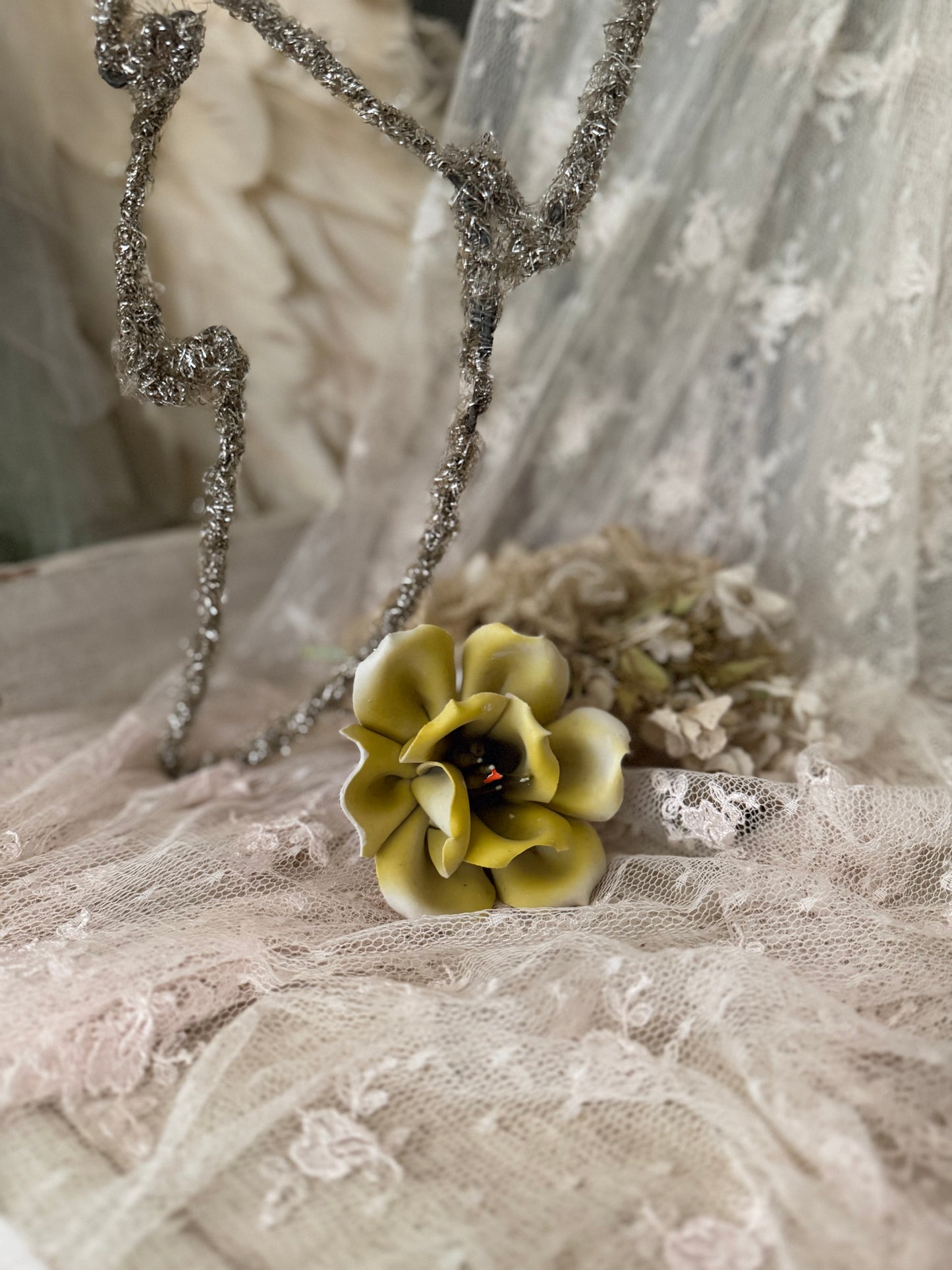 Antique XL Yellow Bisque Rose