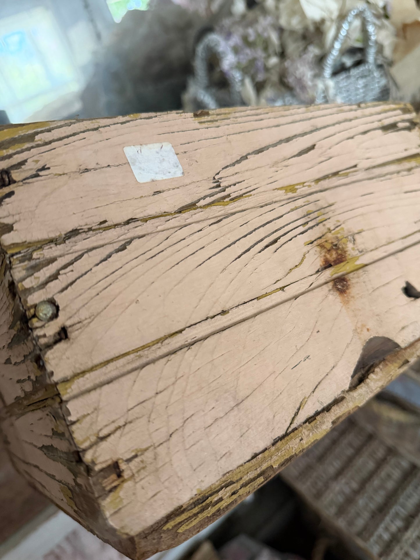 Pair Antique Pink Chippy Wood Crates