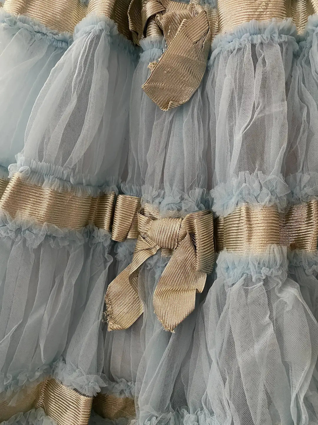 Vintage Blue Prom Dress Lamè Bows