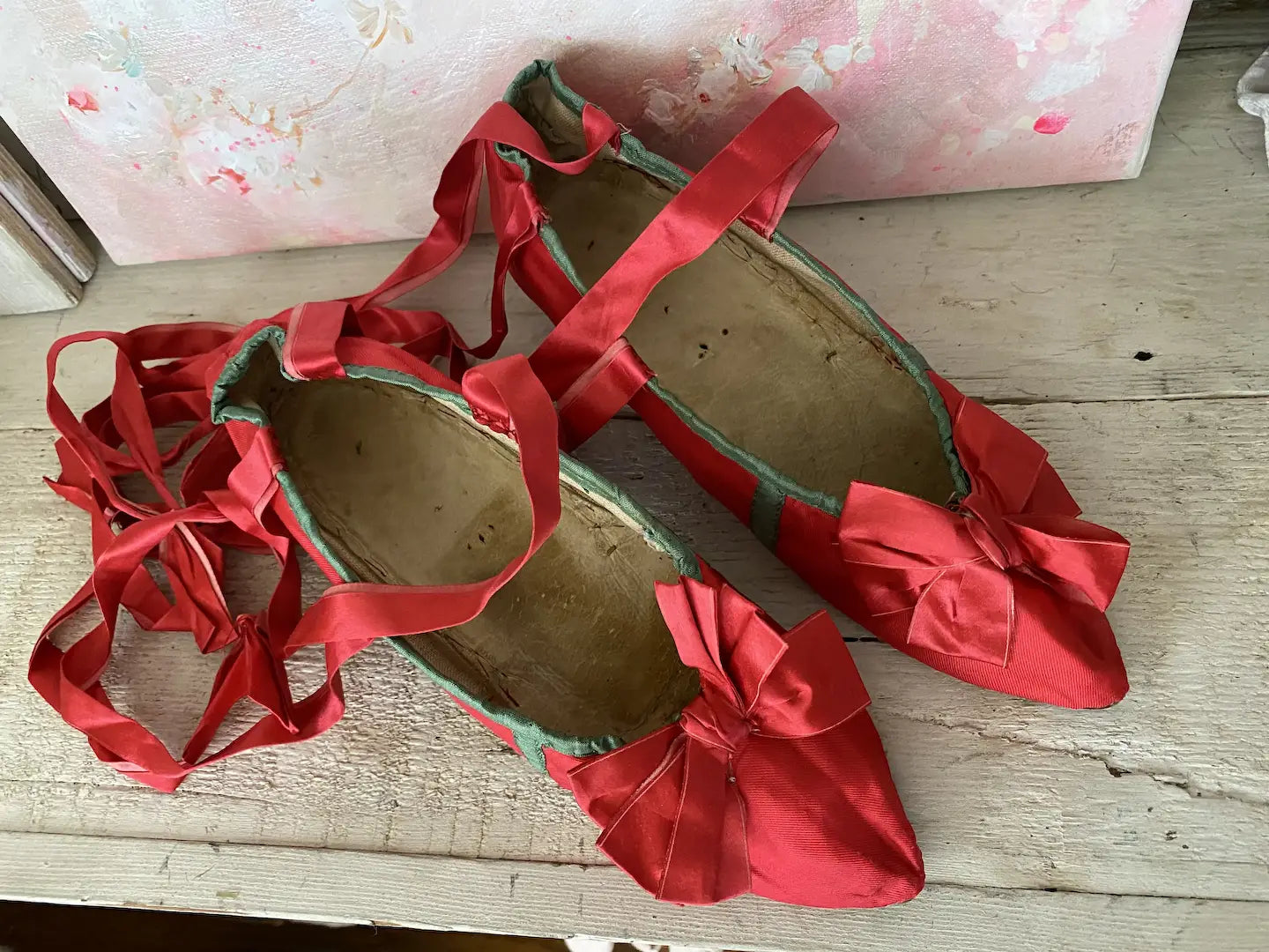 Antique 18th Century 1700s Marie Antoinette Era Red Shoes