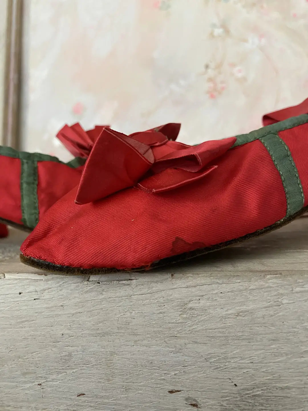 Antique 18th Century 1700s Marie Antoinette Era Red Shoes