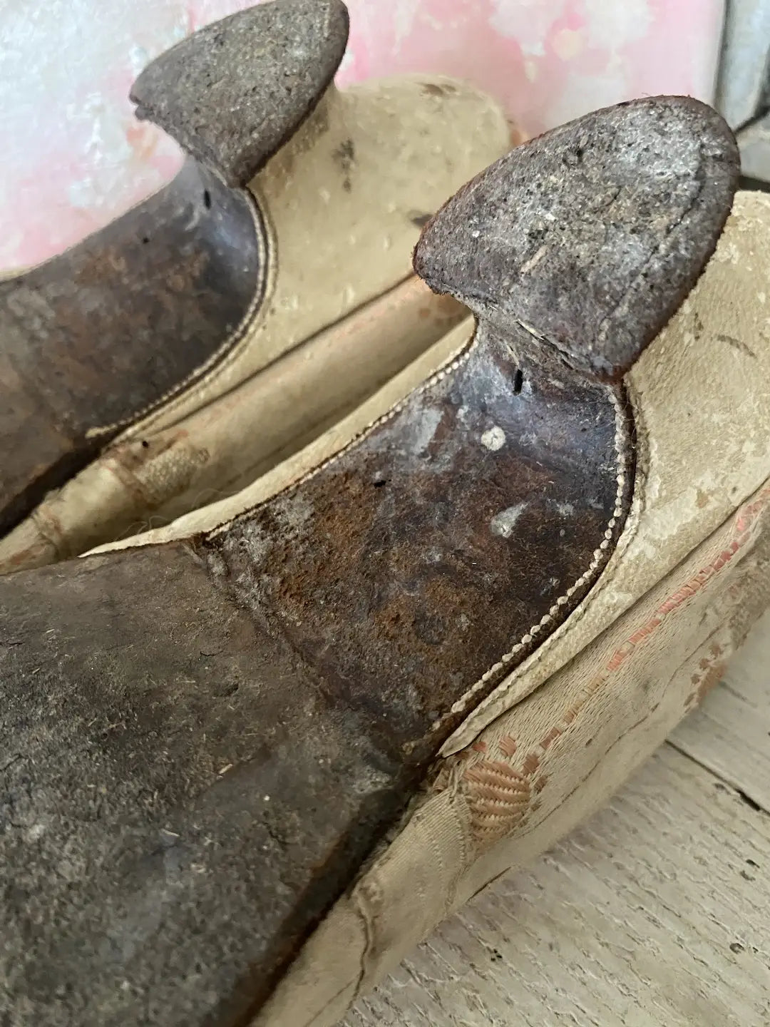 Antique 18th Century Shoes Silk Fabric