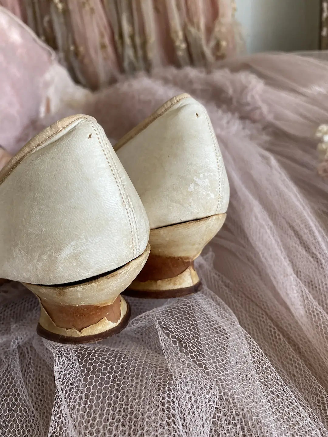 Antique Wedding Shoes Silk Ribbons