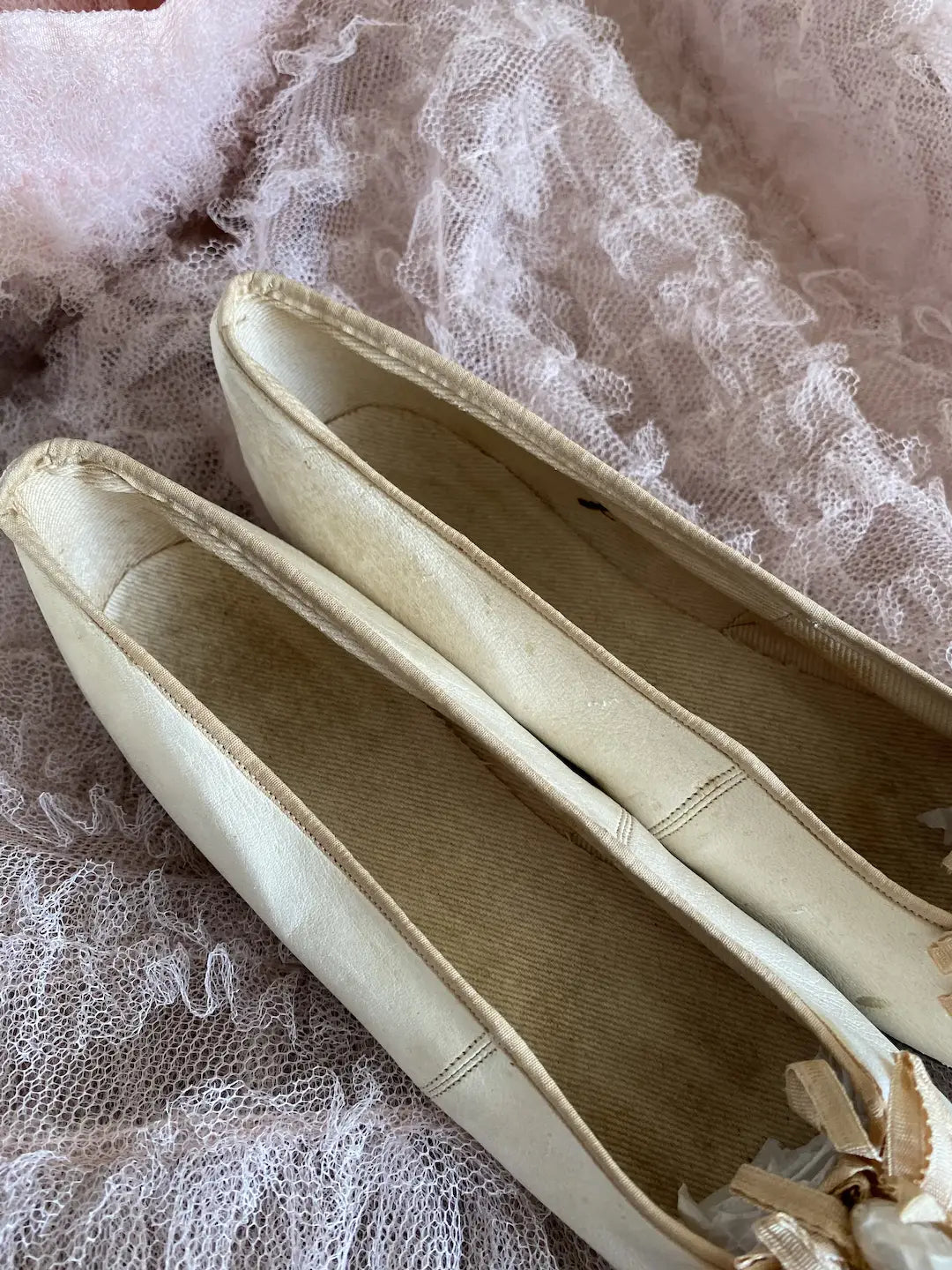 Antique Wedding Shoes Silk Ribbons