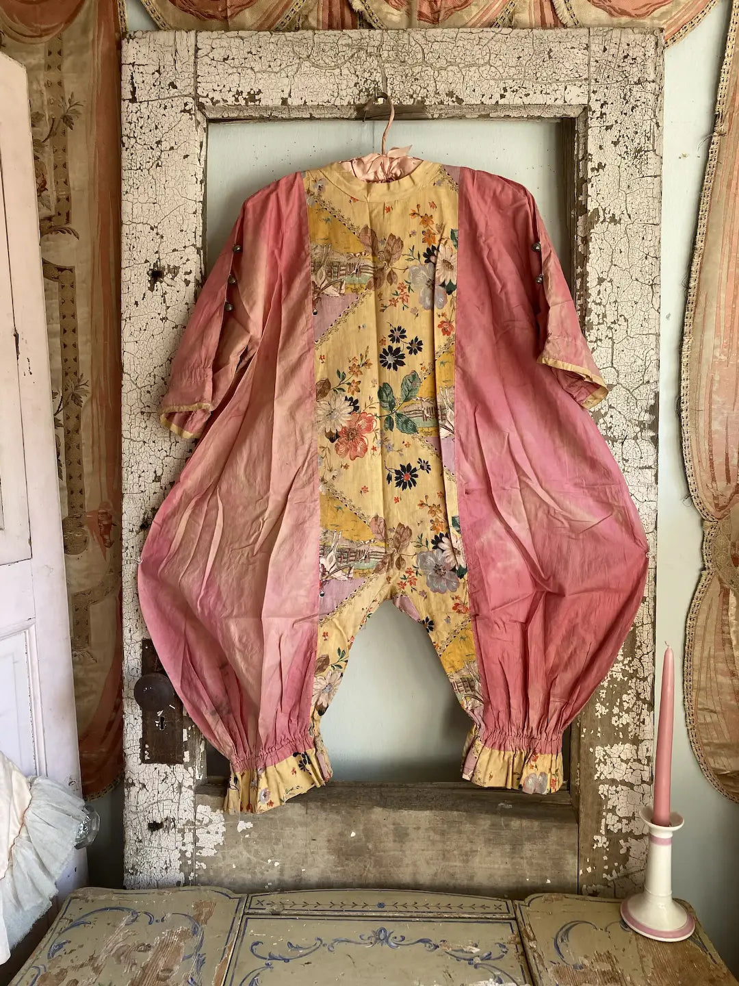 Antique Clown Costume Timeworn Faded Pink