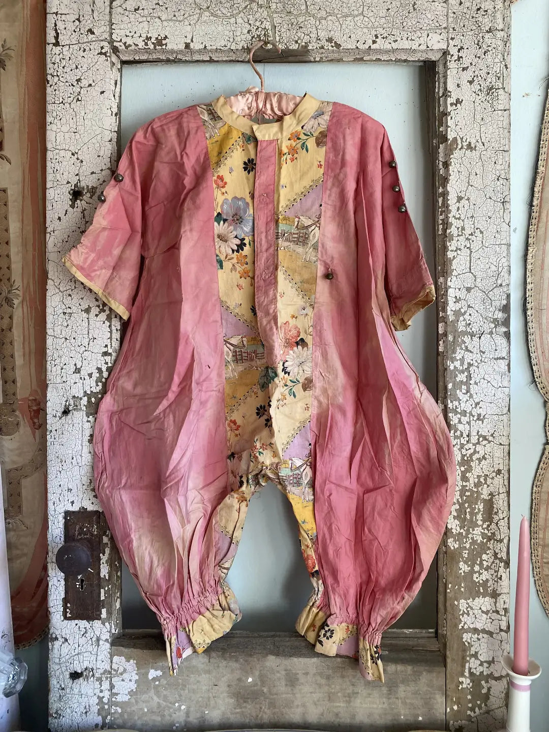 Antique Clown Costume Timeworn Faded Pink