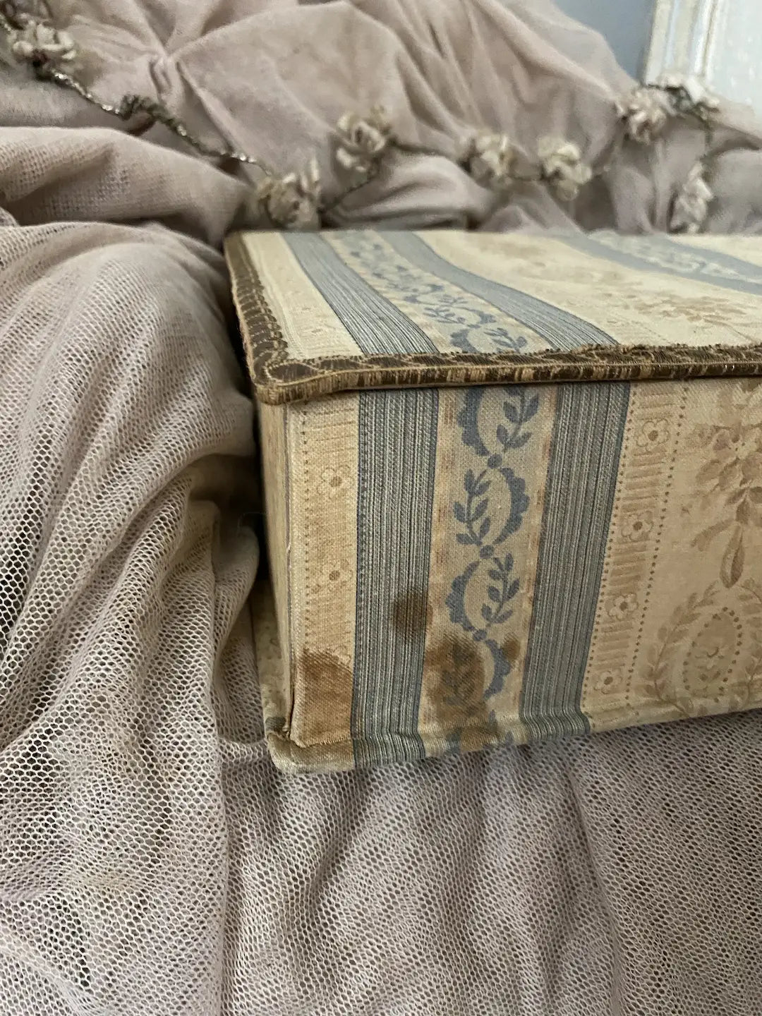 Antique French Fabric Covered Box