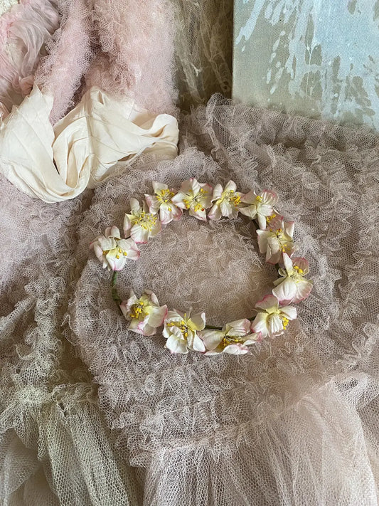 Antique French Flower Crown Ombre Pink White