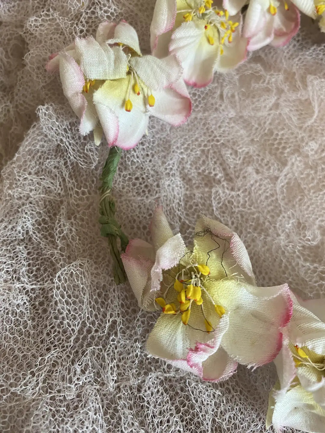 Antique French Flower Crown Ombre Pink White