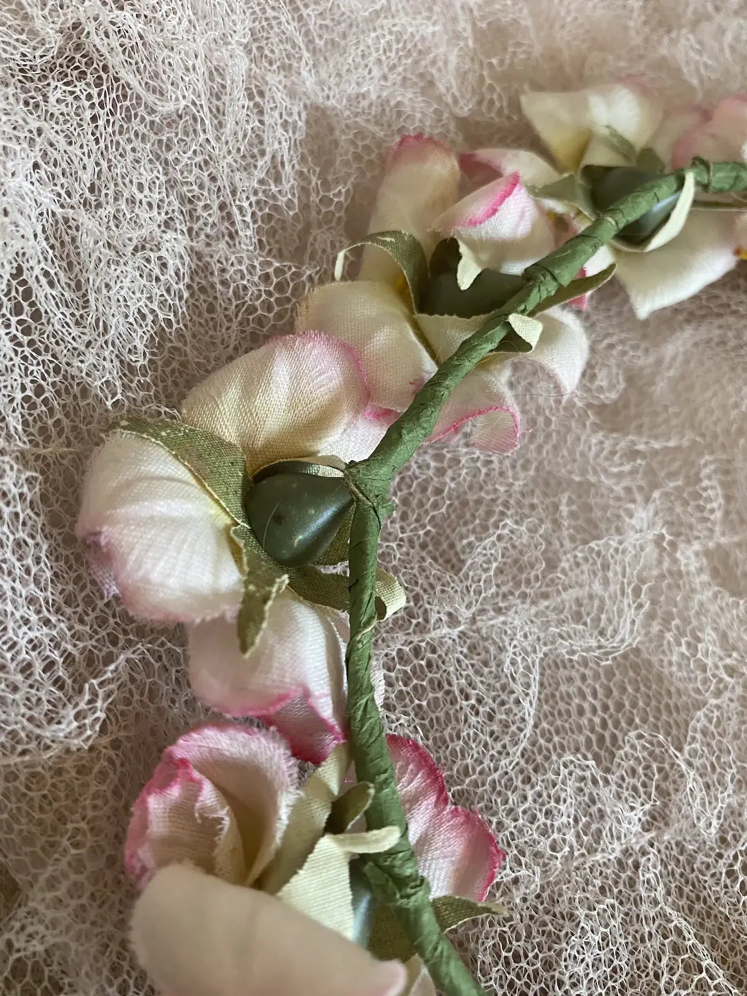 Antique French Flower Crown Ombre Pink White