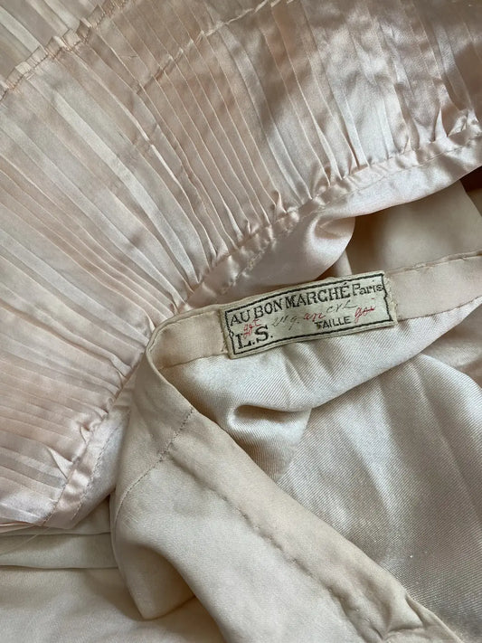 Antique French Au Bon Marche PARIS Petticoat Skirt Pink Silk