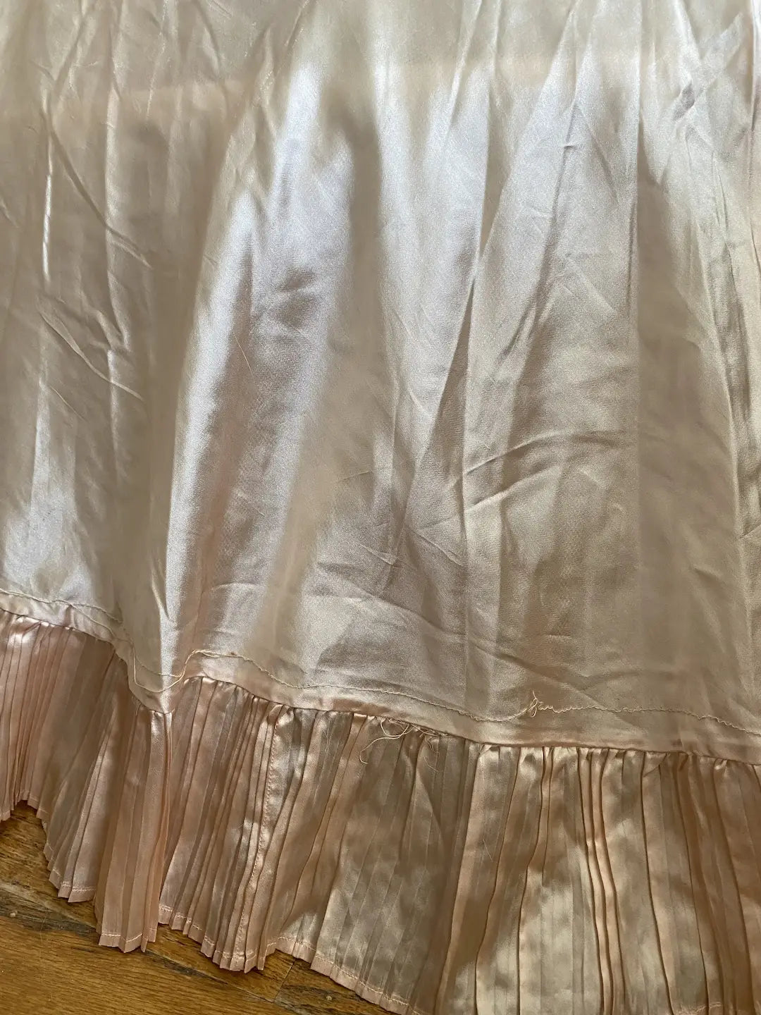 Antique French Au Bon Marche PARIS Petticoat Skirt Pink Silk