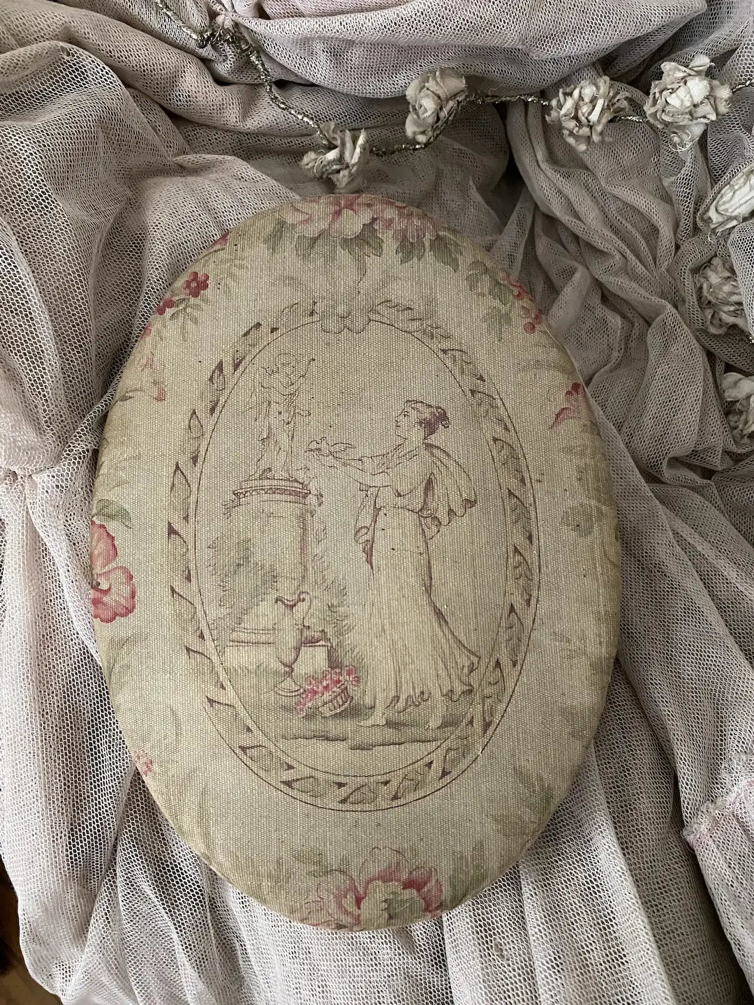 Antique French Fabric Covered Box