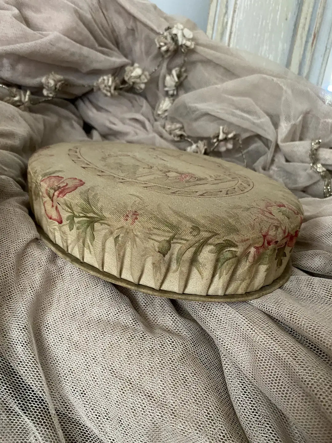 Antique French Fabric Covered Box