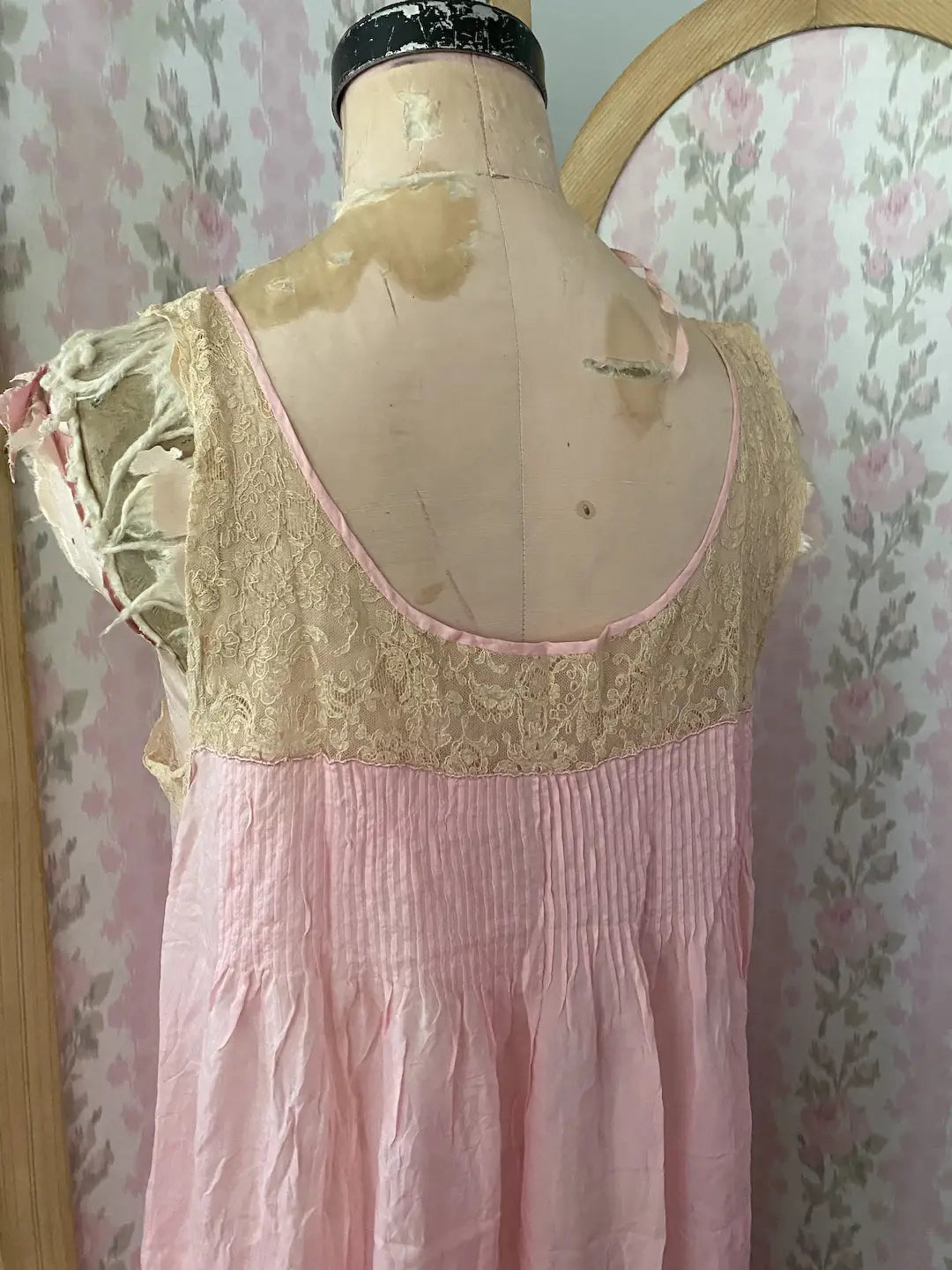 Antique Pink Silk Slip Nightgown