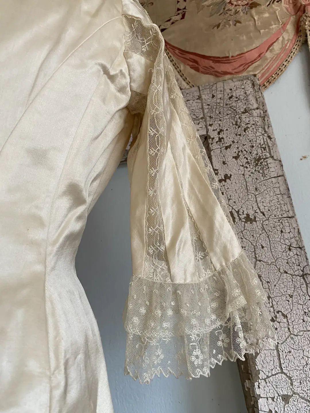 Antique Wedding Bodice 1905-1910 Silk Lace Chenille Tassels