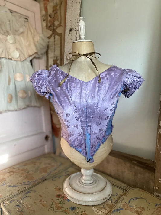 Antique Lavender Floral Damask Corset Back Bodice